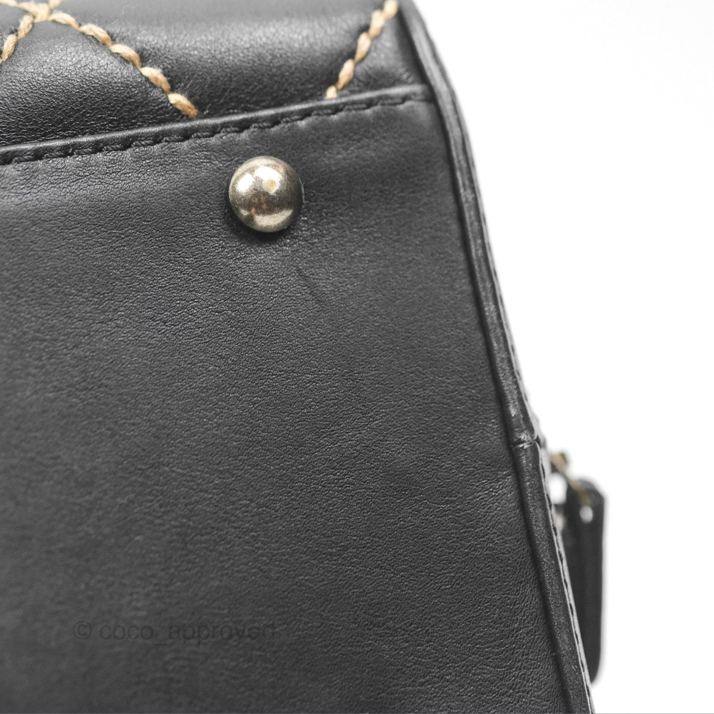 Chanel Vintage Wild Stitch Tote Bag Lambskin Black