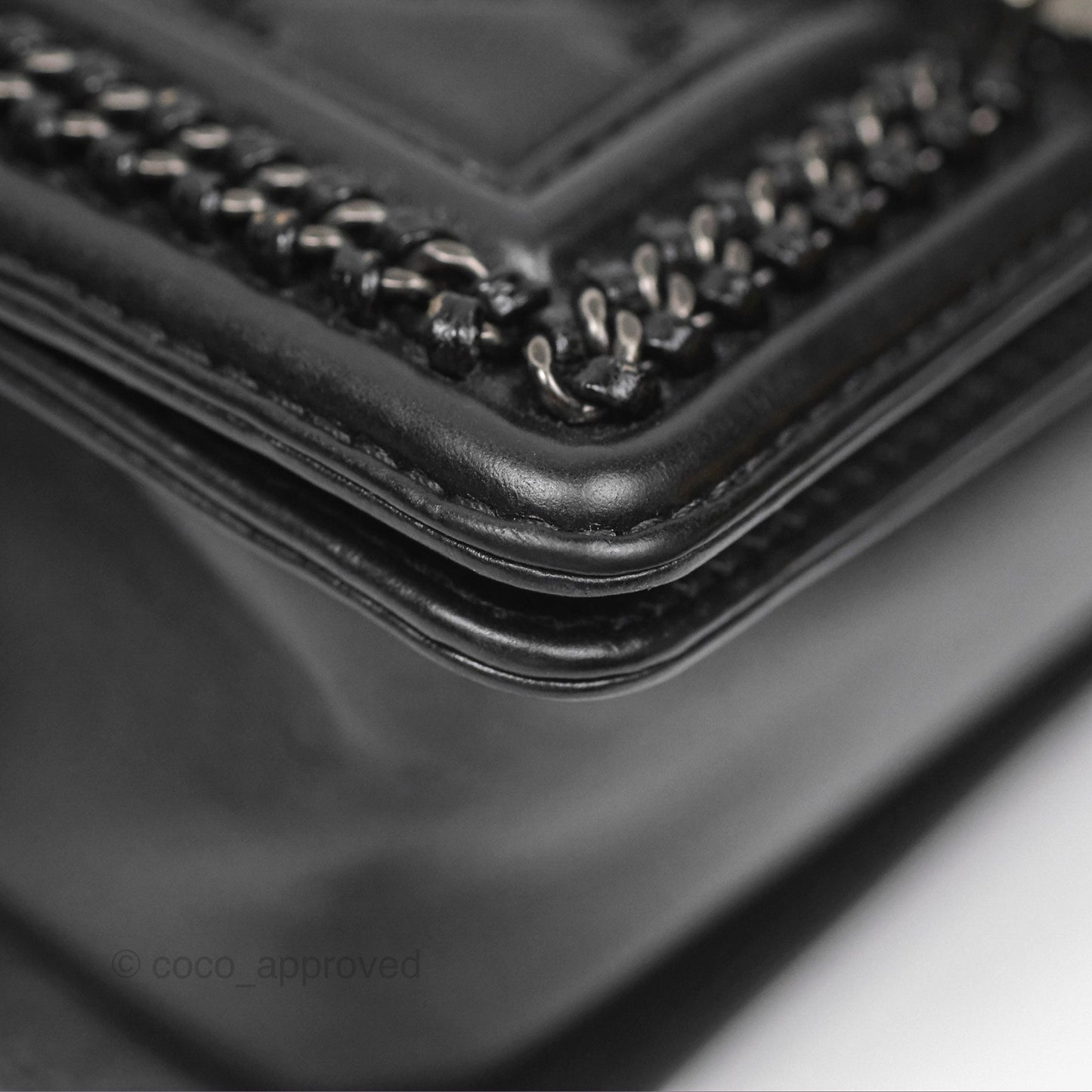 Chanel Small Chain Around Top Handle Boy Black Calfskin Ruthenium Hardware