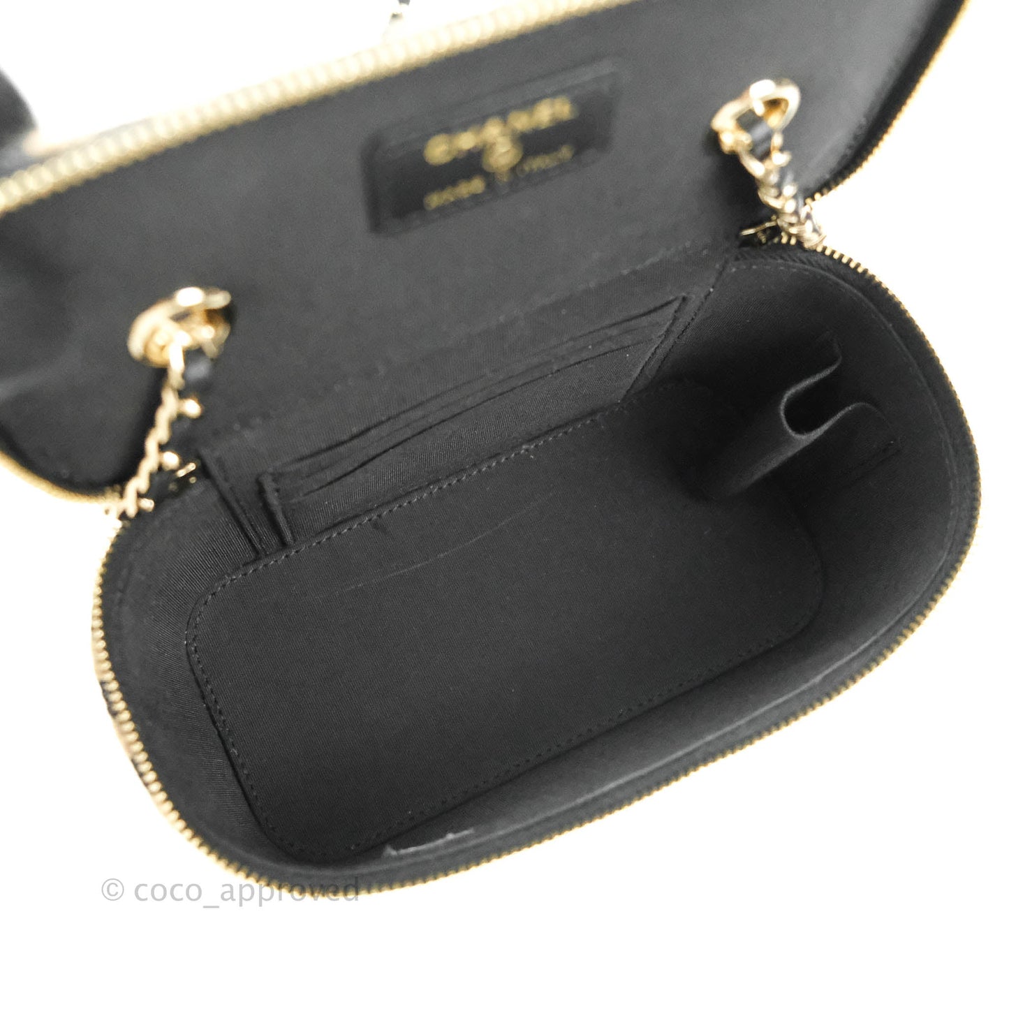 Chanel Vanity with Chain Raffia Jute Thread Black & Beige Gold Hardware