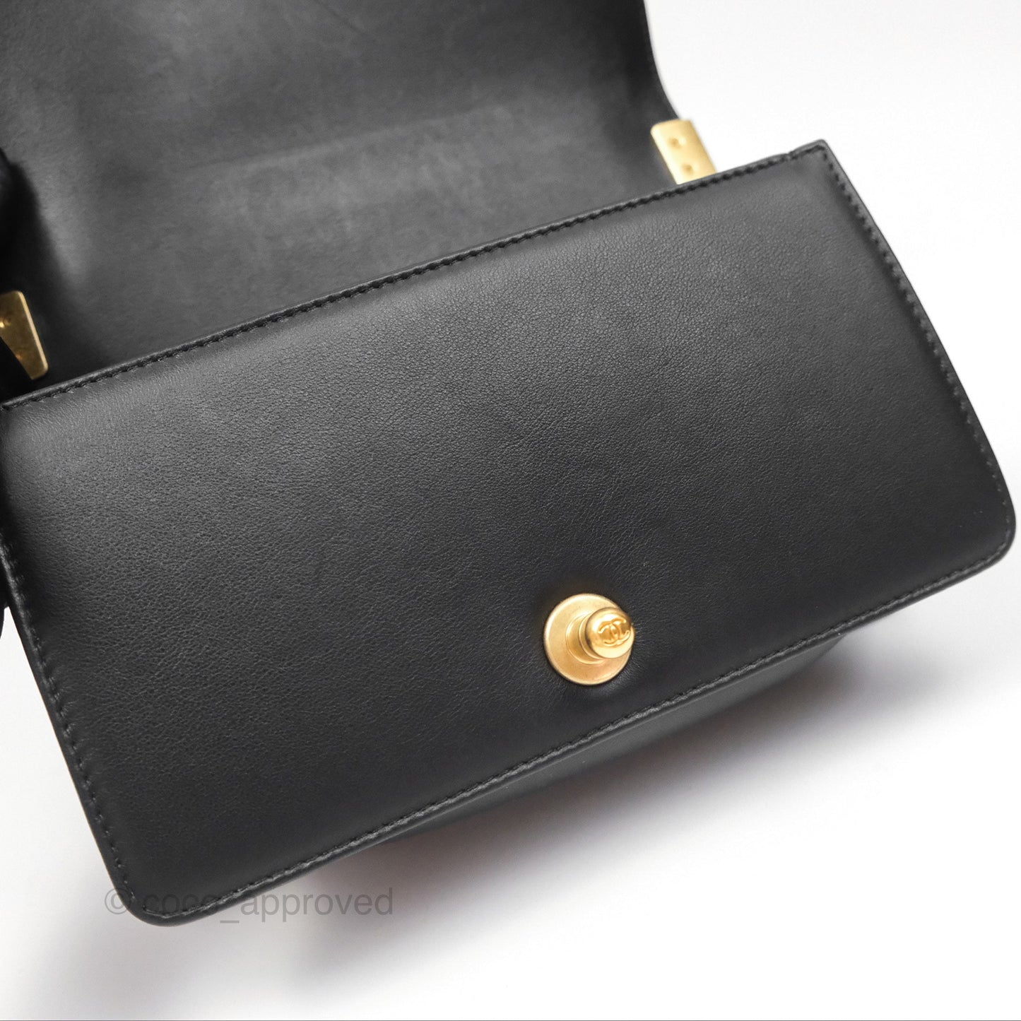Chanel Small Boy Black Lambskin Aged Gold Hardware