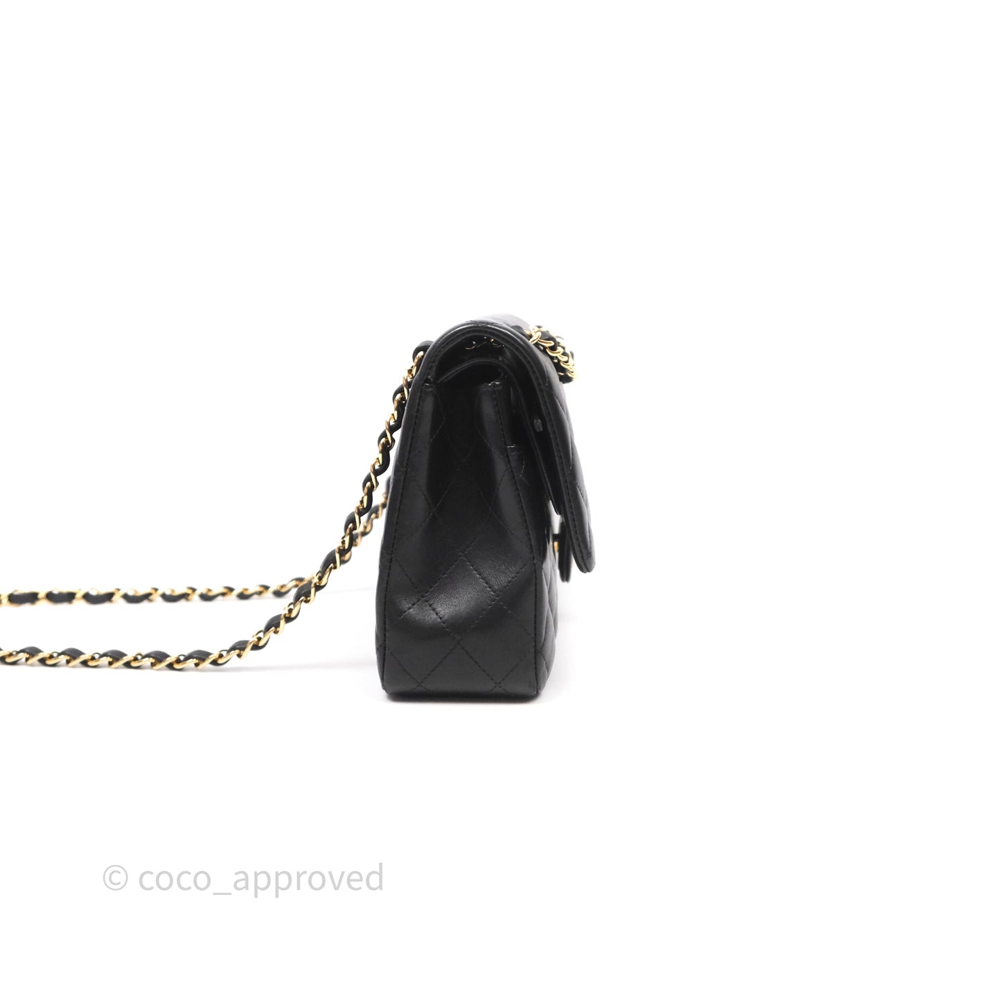 Chanel Classic M/L Medium Flap Quilted Black Lambskin Gold Hardware