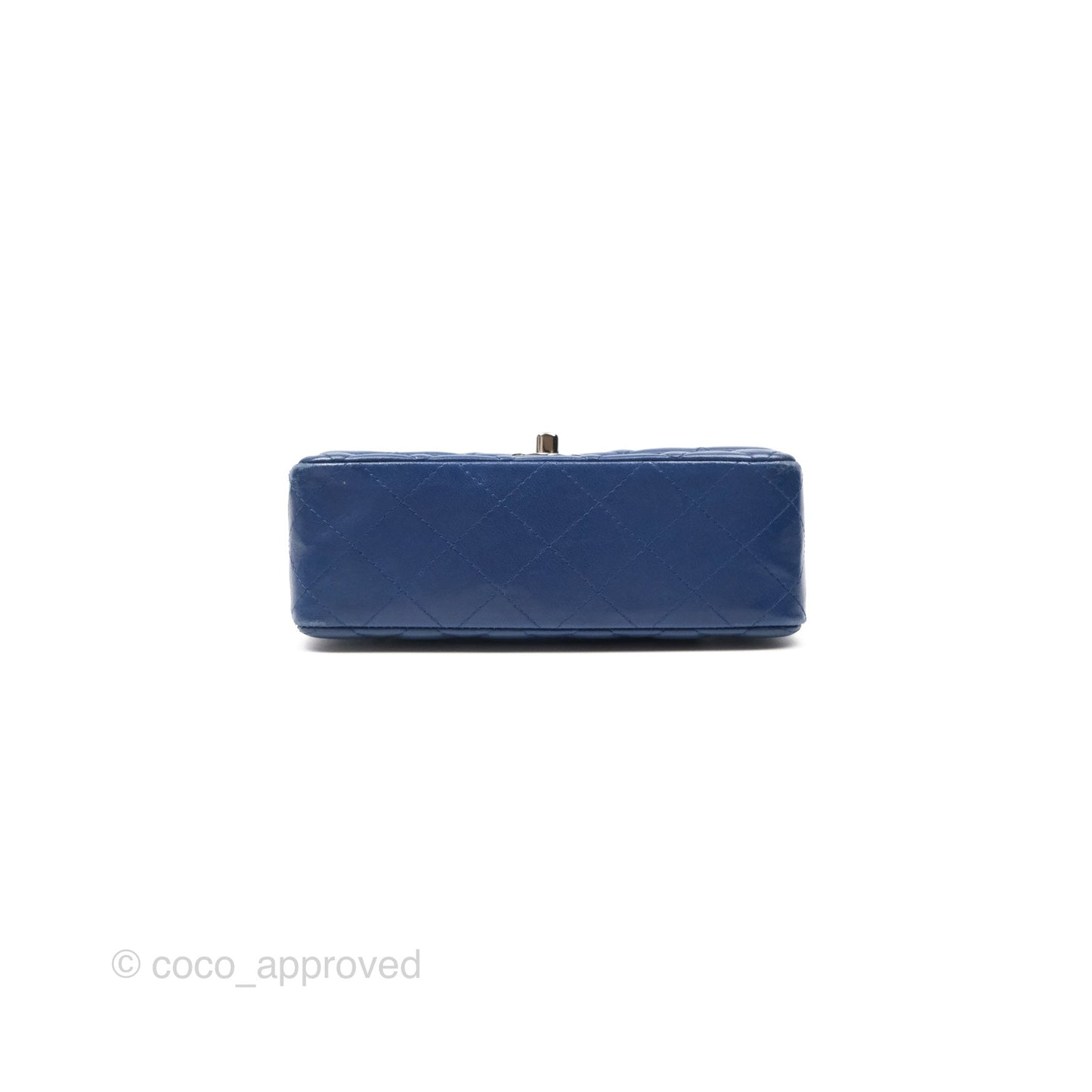Chanel Mini Rectangular Flap Quilted Navy Lambskin Silver Hardware