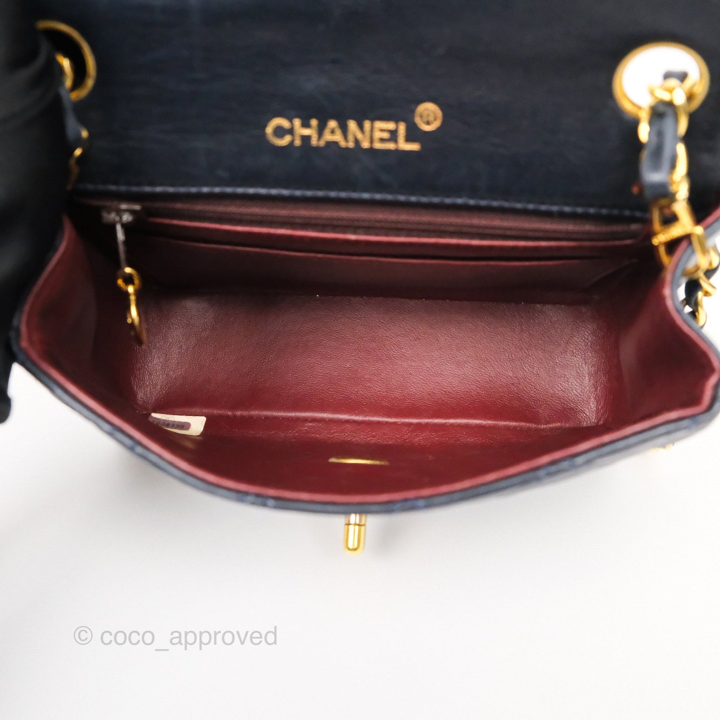 Chanel Vintage Mini Square Navy Lambskin 24K Gold Hardware