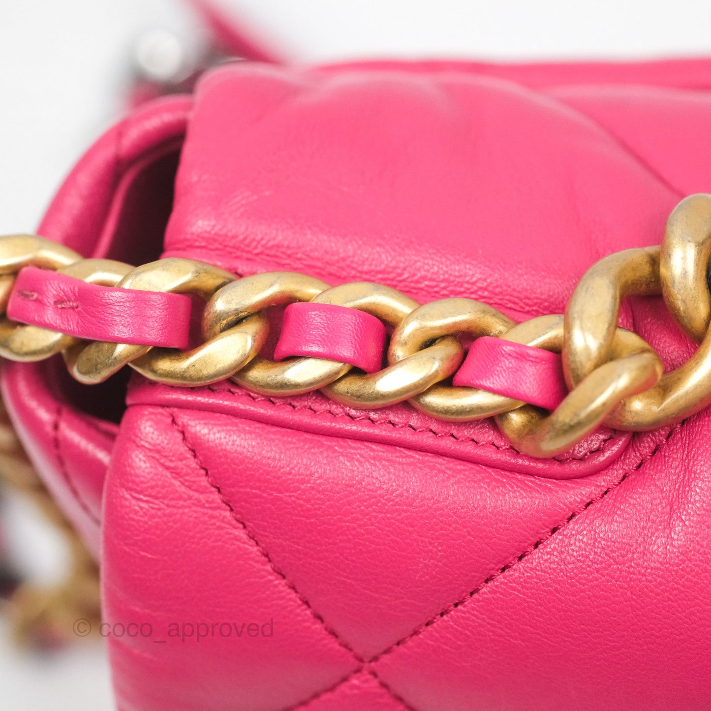 Chanel 19 Large (Medium) Dark Pink Goatskin Mixed Hardware