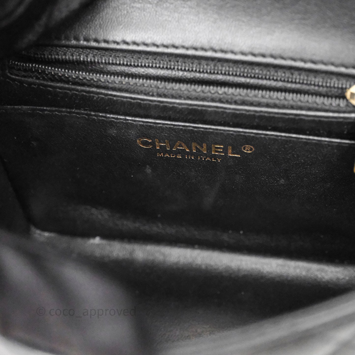 Chanel Mini Square Quilted Black Lambskin Gold Hardware
