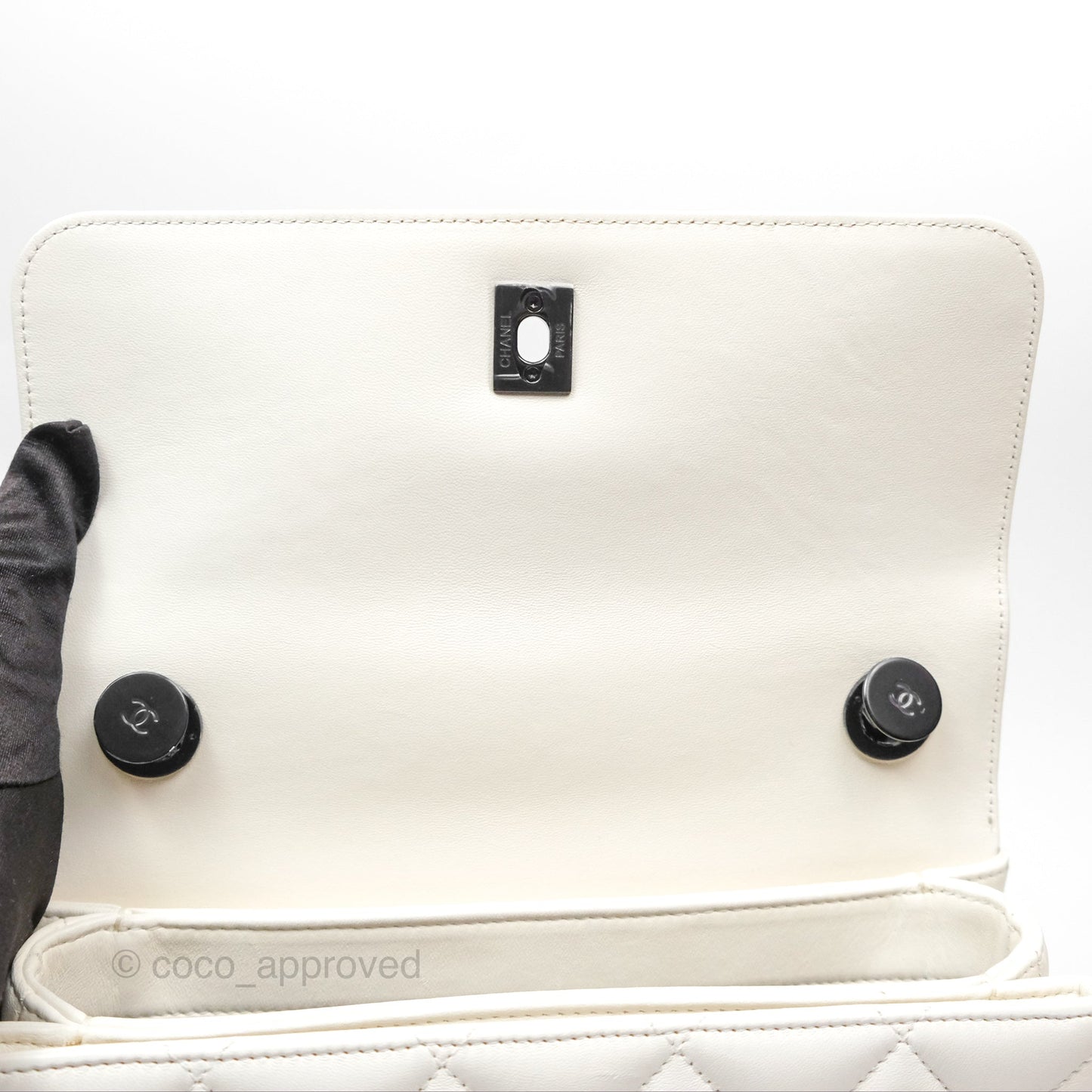 Chanel Trendy CC Small White Lambskin Black Hardware