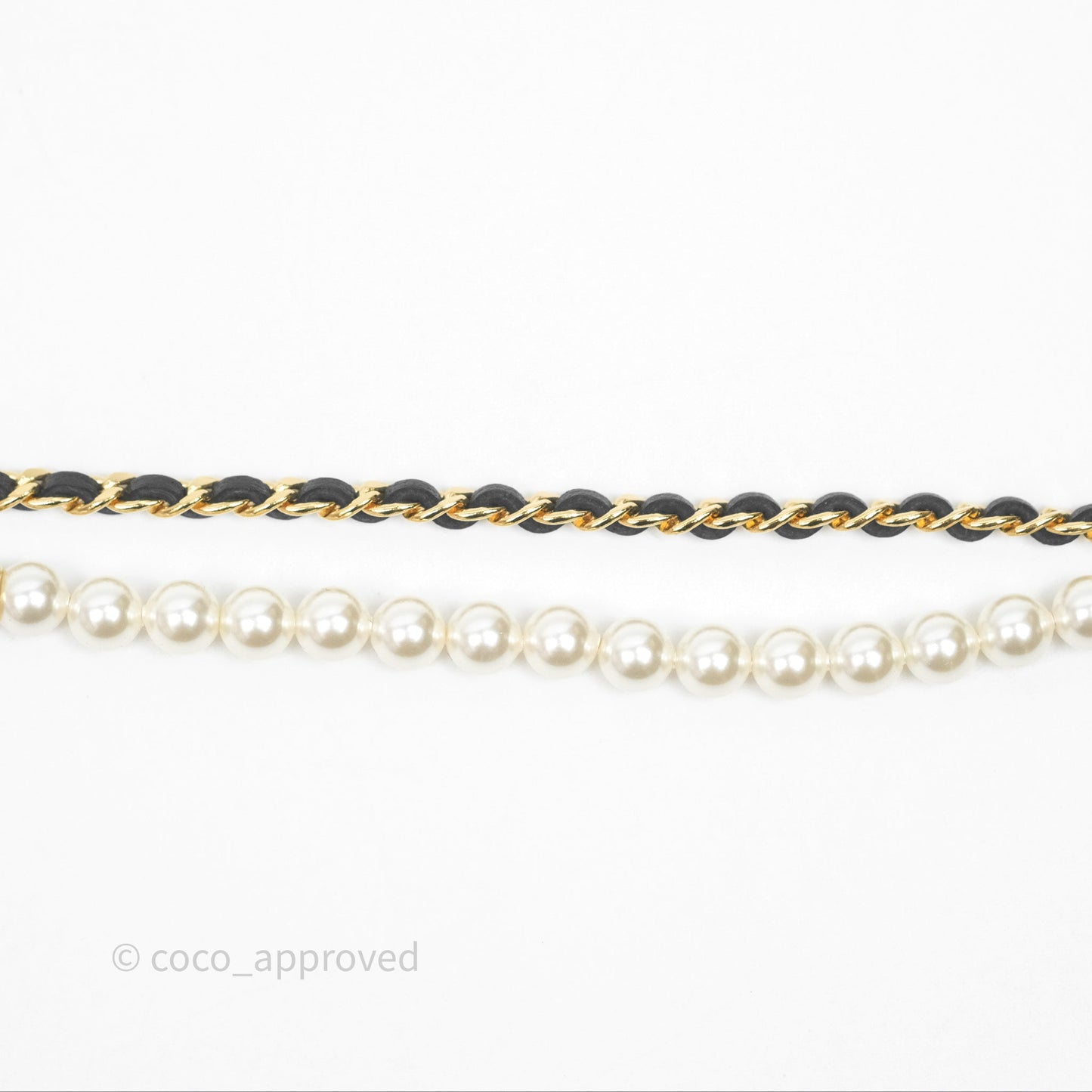 Chanel CC Pearl Crystals Double Necklace Gold Tone 24K
