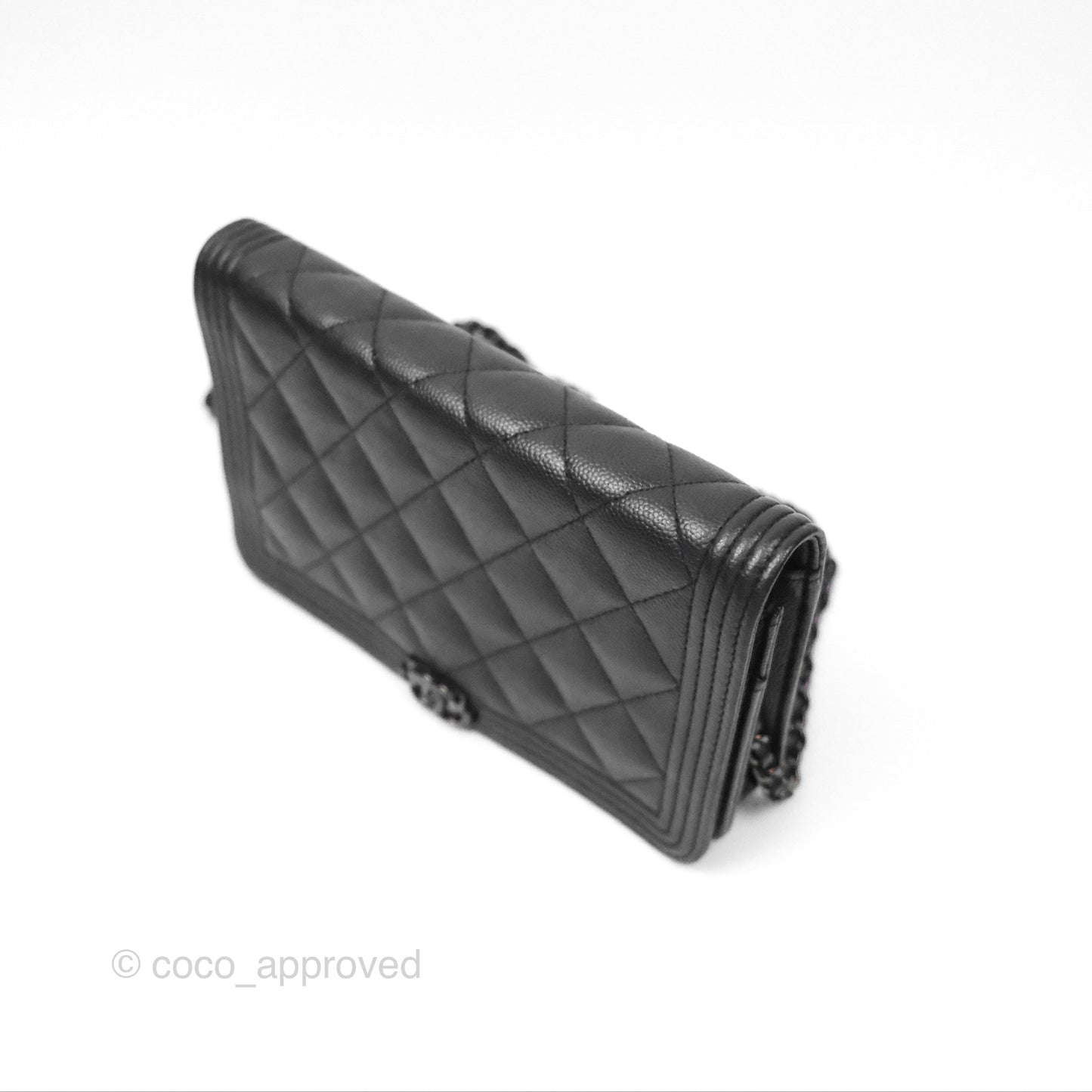 Chanel Quilted Boy Wallet on Chain WOC So Black Caviar