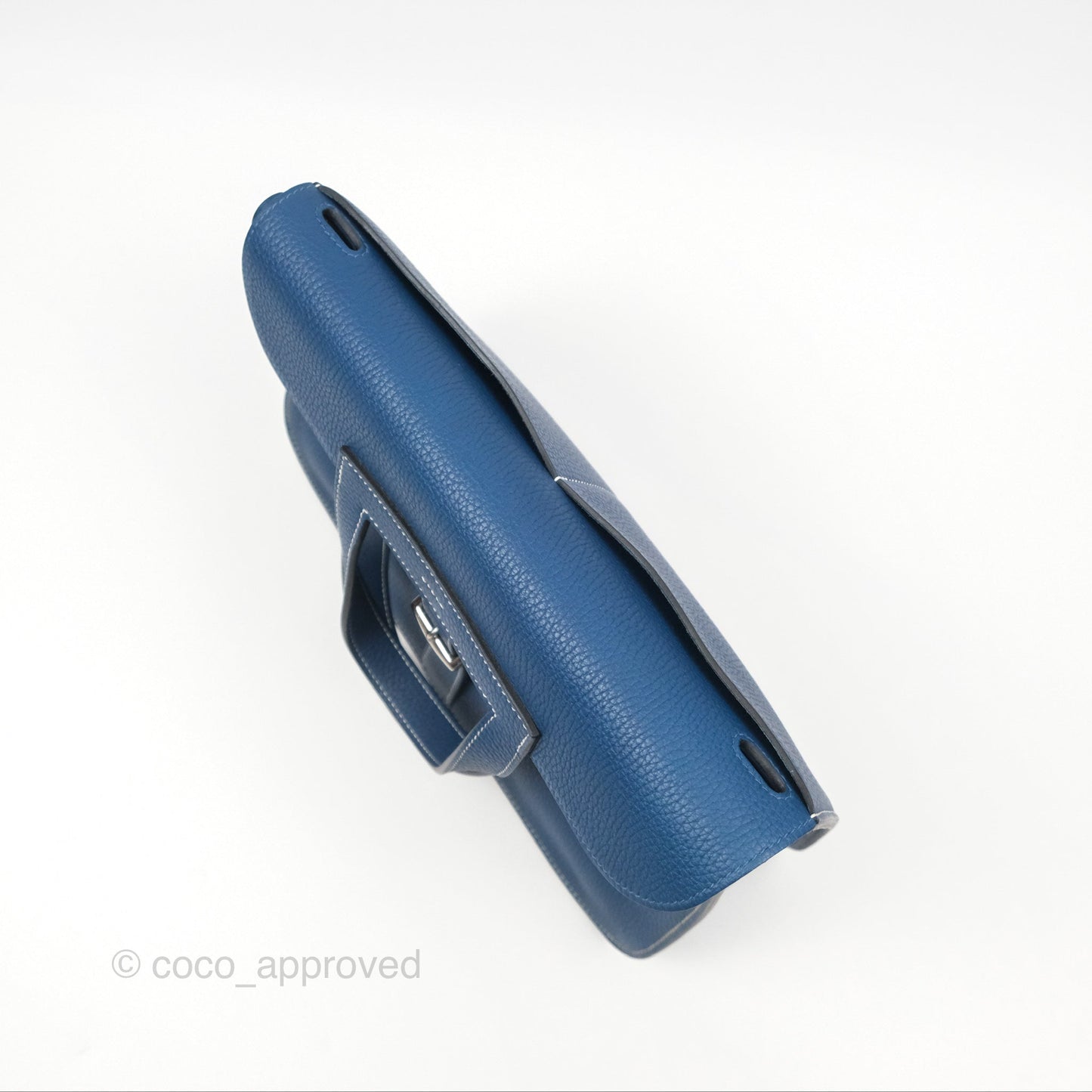 Hermès Halzan 31 Deep Blue S4 Clemence Palladium Hardware