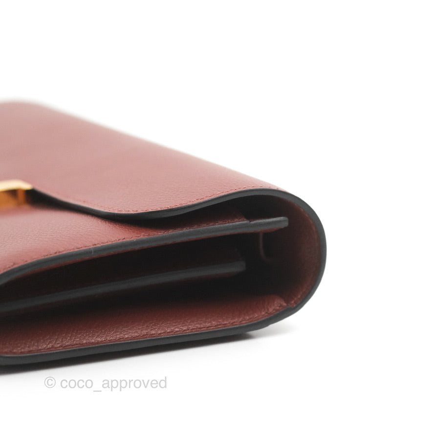 Hermès Constance Long To Go Wallet Red Rouge H Evercolor Gold Hardware
