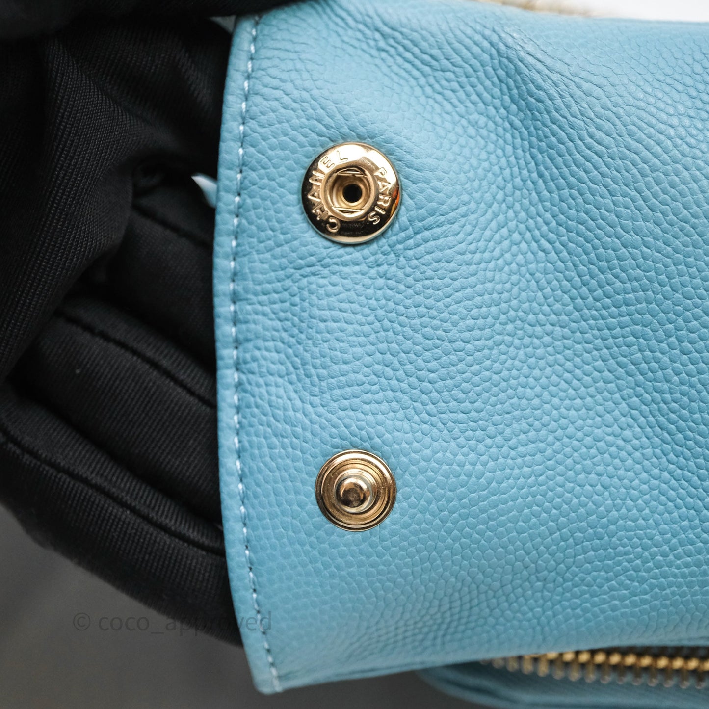 Chanel Small Quilted Business Affinity Flap Caviar Blue Gold Hardware