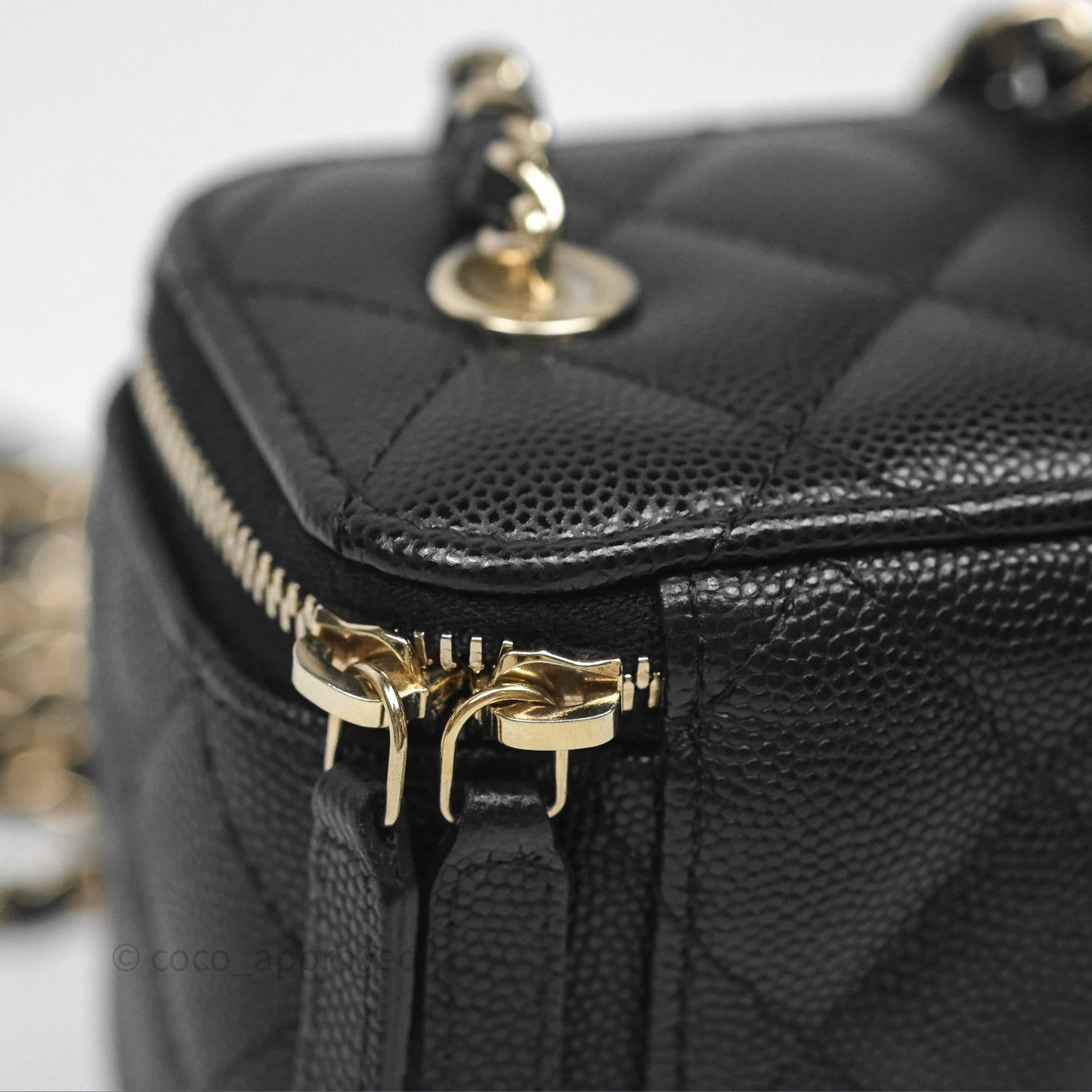 Chanel Mini Vanity With Chain Black Caviar Gold Hardware