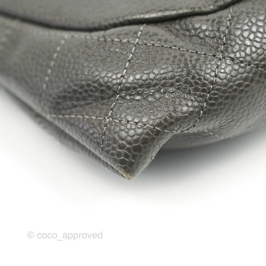 Chanel Half Moon Wallet on Chain WOC Dark Grey Caviar Silver Hardware