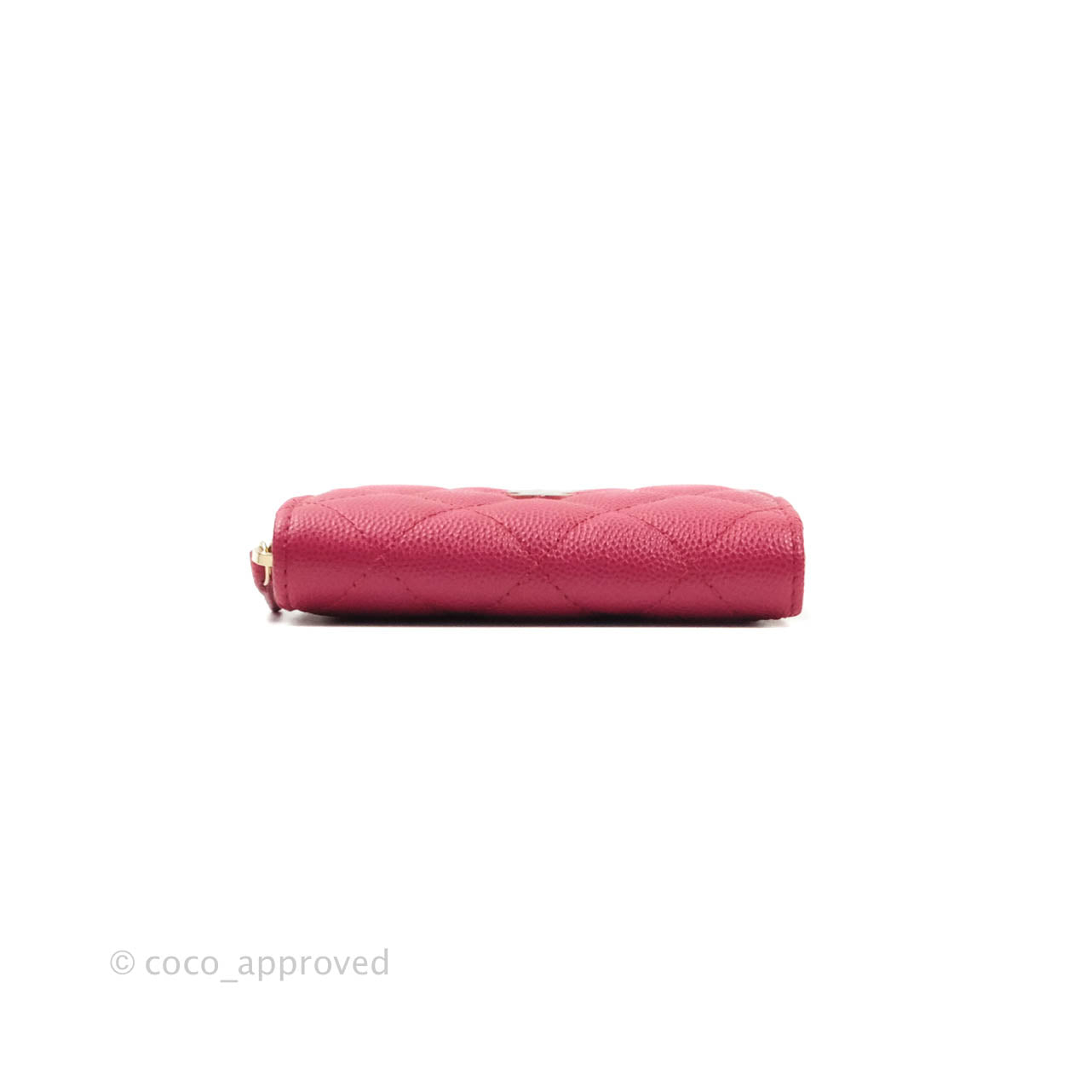 Chanel Classic Zipped Coin Purse Rosy Red Caviar Gold Hardware 21A