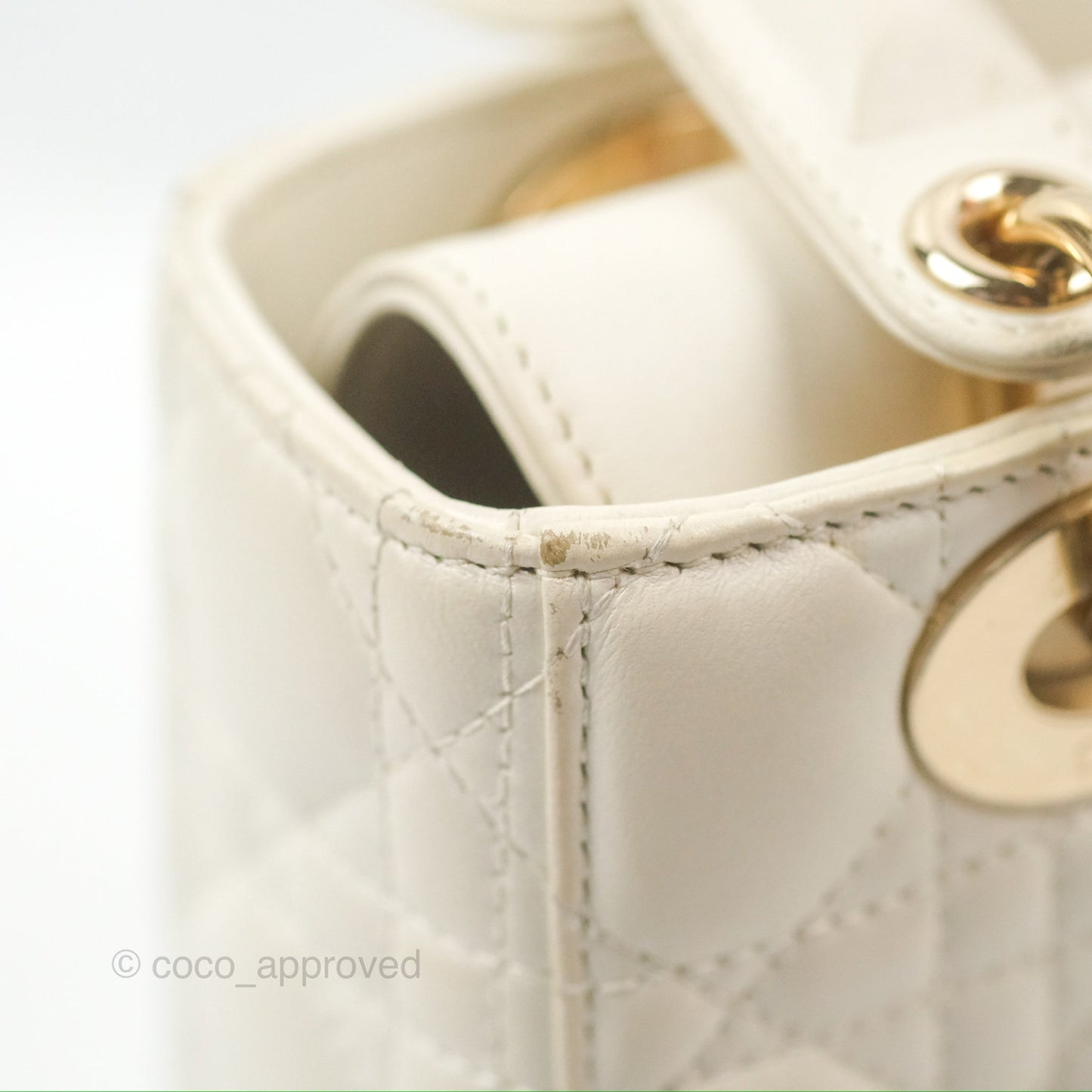 Christian Dior My ABCDior Lady Dior White Cannage Lambskin Gold Hardware