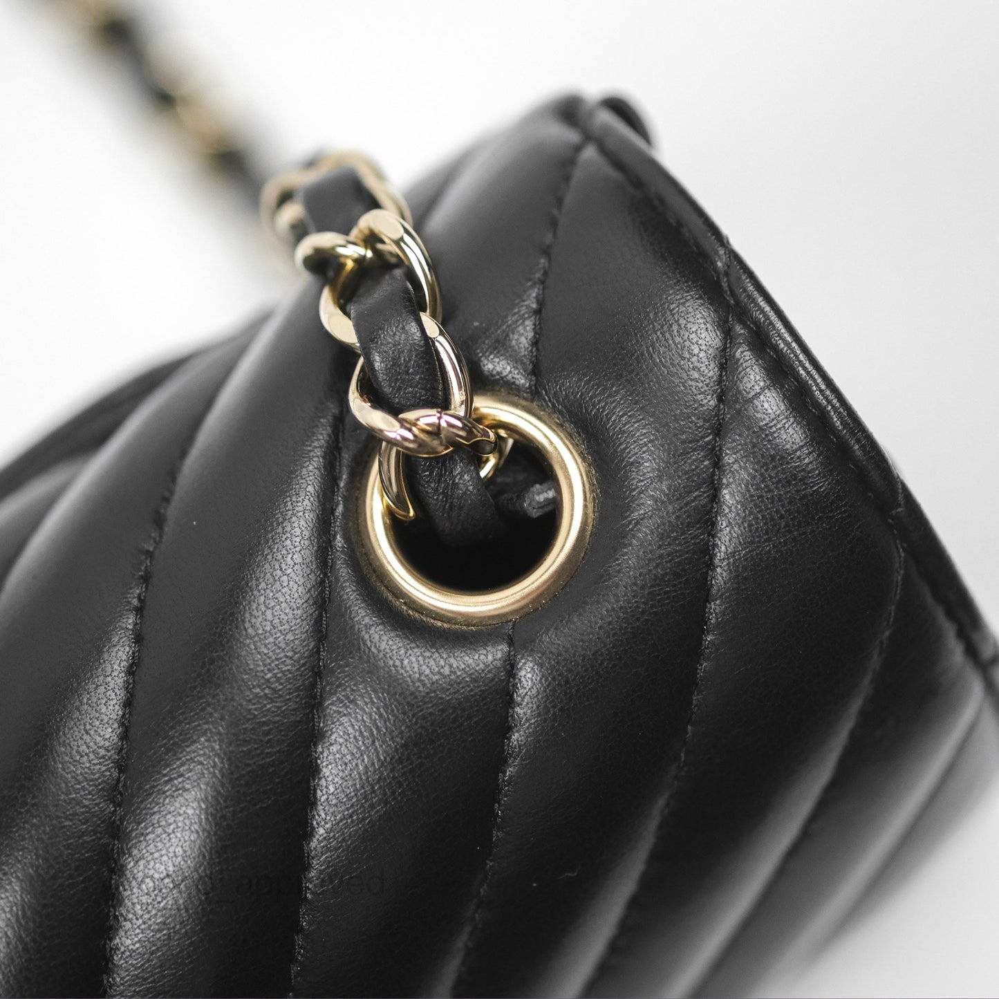 Chanel Mini Rectangular Flap Chevron Black Lambskin Gold Hardware