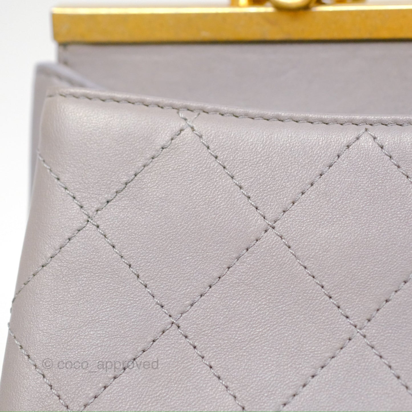 Chanel Small Quilted Coco Luxe Flap Bag Grey Calfskin Aged Gold Hardware