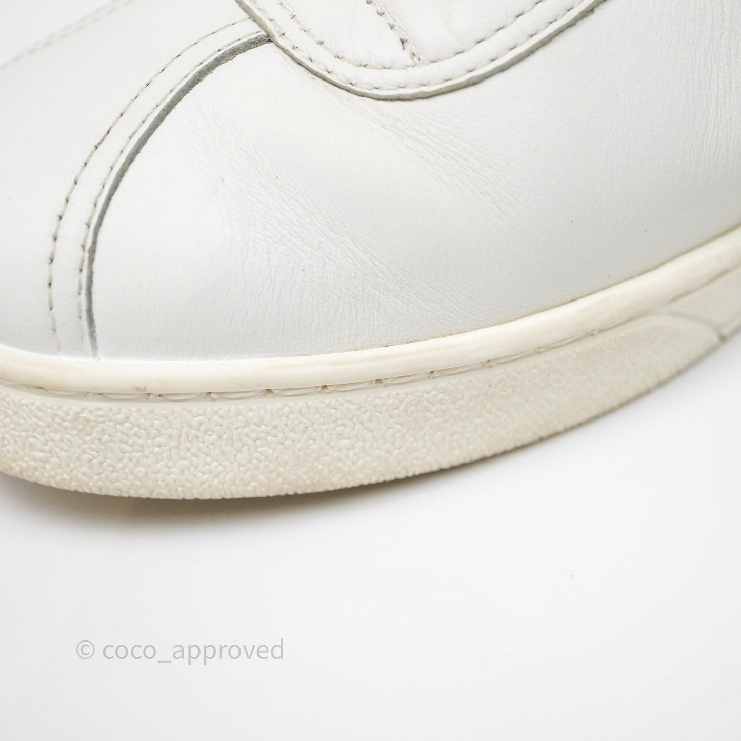 Chanel Logo Pull Tab Lace-up Sneakers White & Black Size 37.5