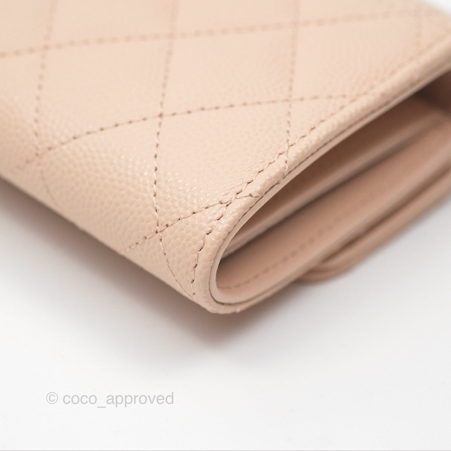 Chanel Classic Short Flap Wallet Beige Pink Caviar Gold Hardware