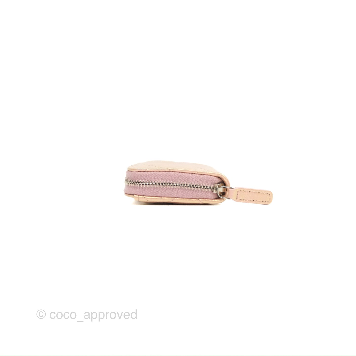 Chanel Classic Zipped Coin Purse Iridescent Pink Calfskin Silver Hardware