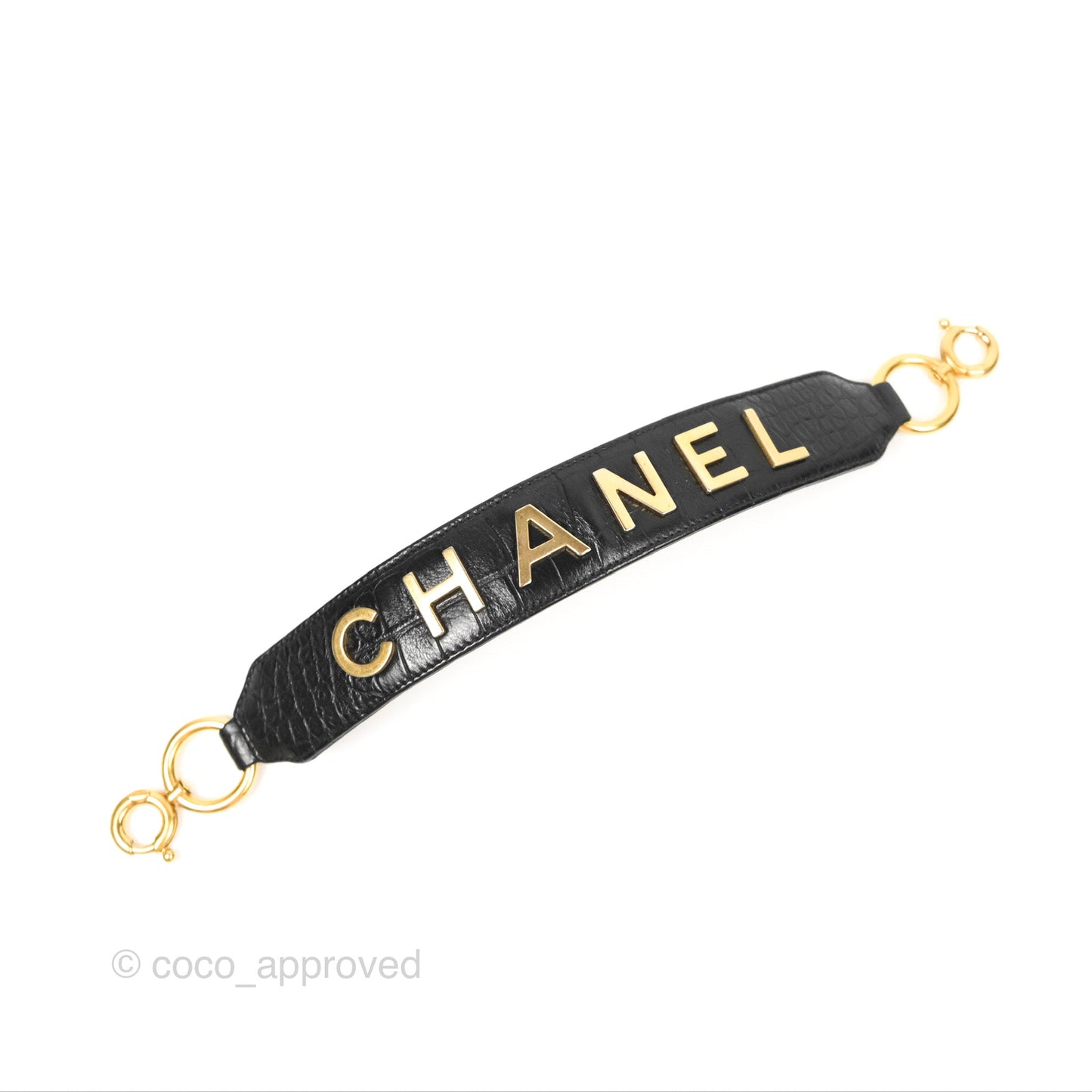 Chanel Small Gabrielle Hobo with Logo Handle Black Croc Embossed Calfskin