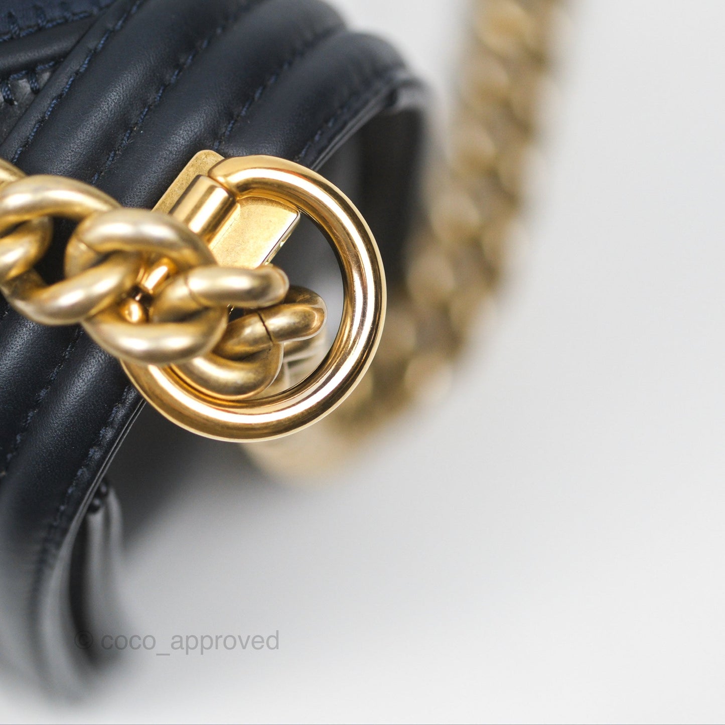 Chanel Medium Boy Chevron Navy Caviar/ Calfskin/ Suede Aged Gold Hardware