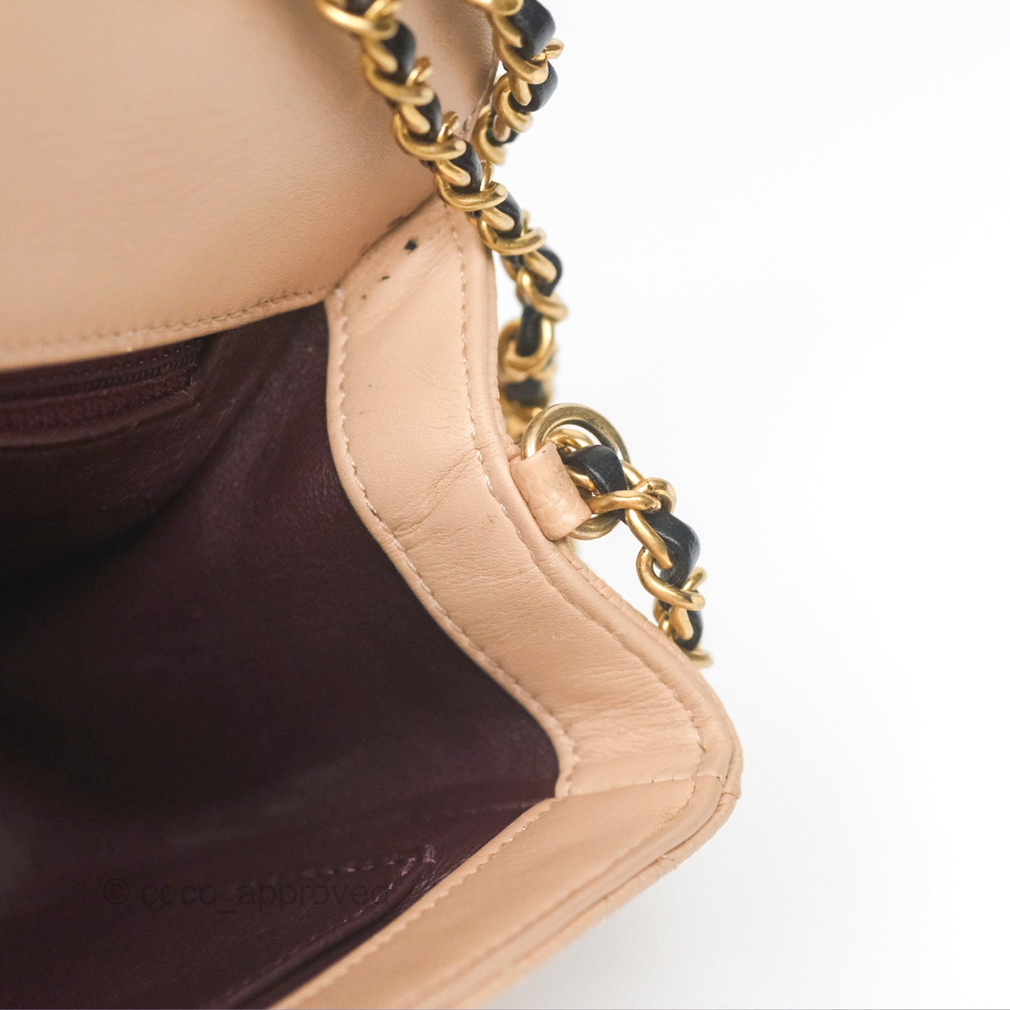 Chanel Small CC Filigree Flap Quilted Beige Black Caviar