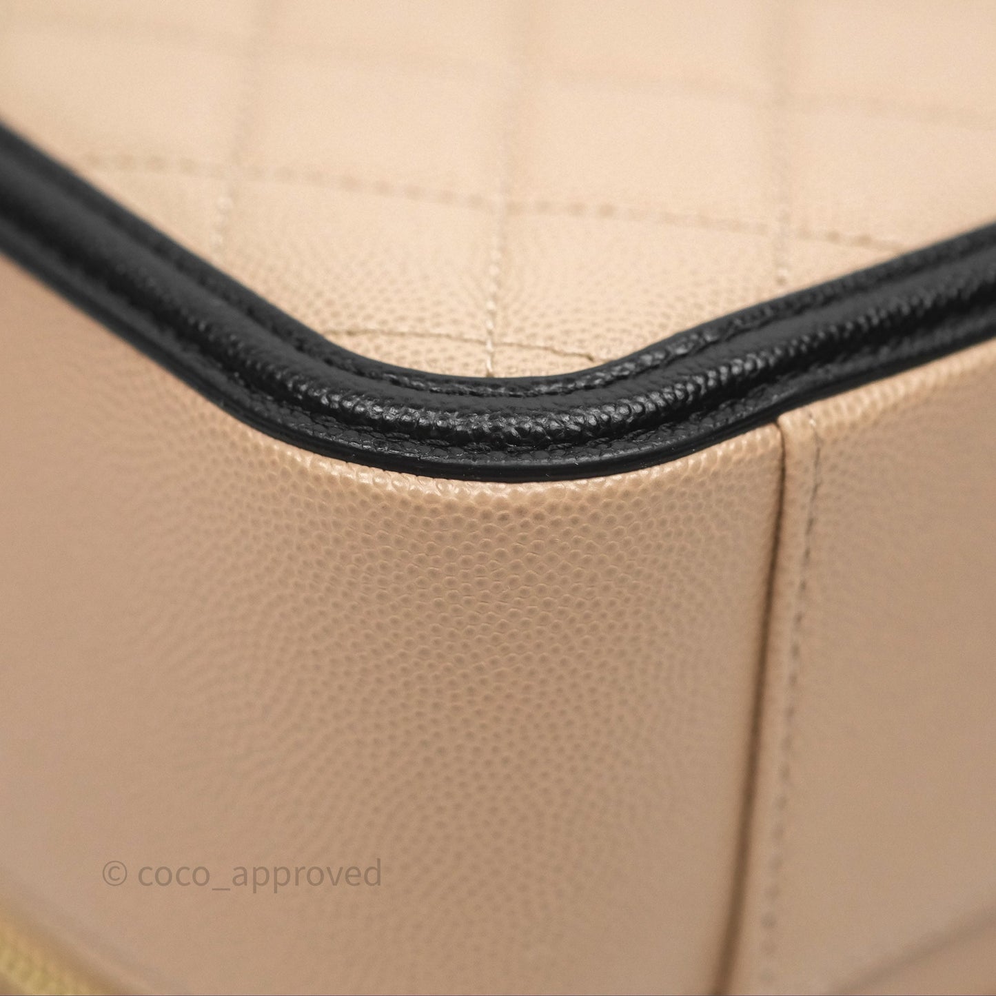 Chanel Quilted Large CC Filigree Vanity Case Beige Black Caviar