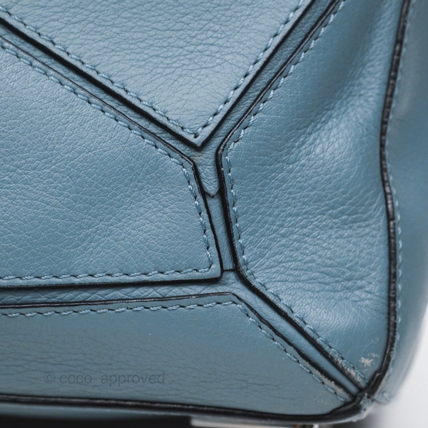 Loewe Medium Puzzle Bag Blue Calfskin Silver Hardware