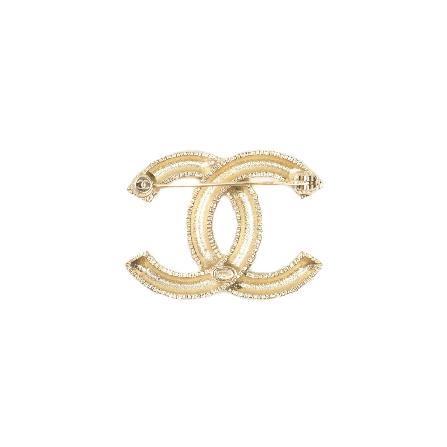 Chanel CC Logo Rhinestone Brooch Gold Tone 21P