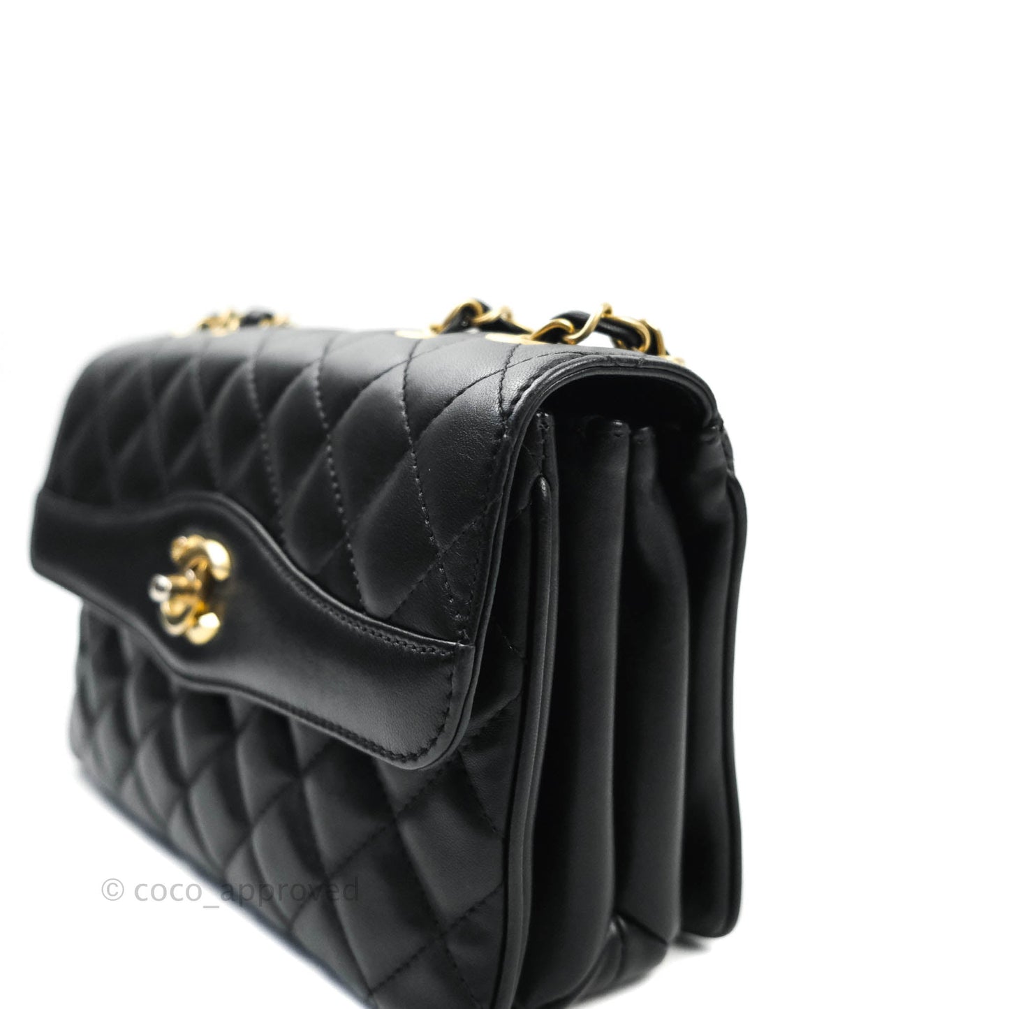 Chanel Coco Vintage Flap Bag Black Lambskin Aged Gold Hardware