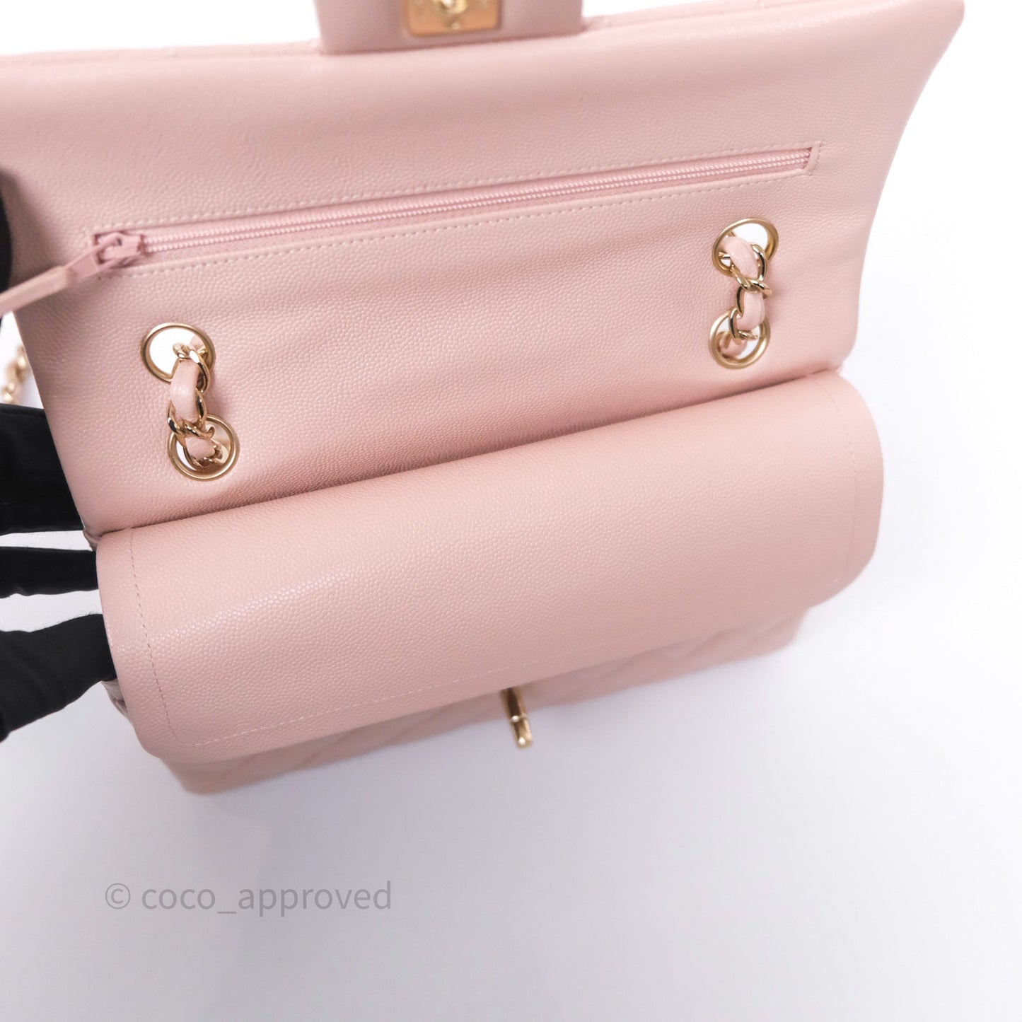 Chanel Small Classic Flap Quilted Light Pink Caviar Gold Hardware