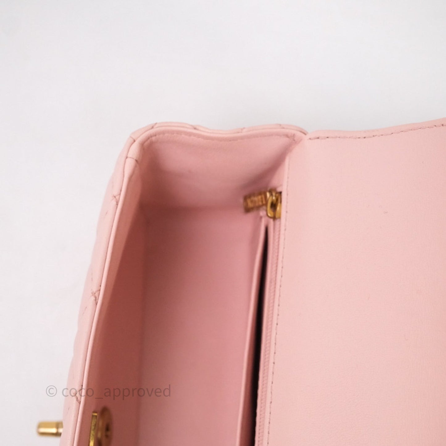 Chanel Top Handle Mini Rectangular Flap Bag Pink Lambskin Aged Gold Hardware