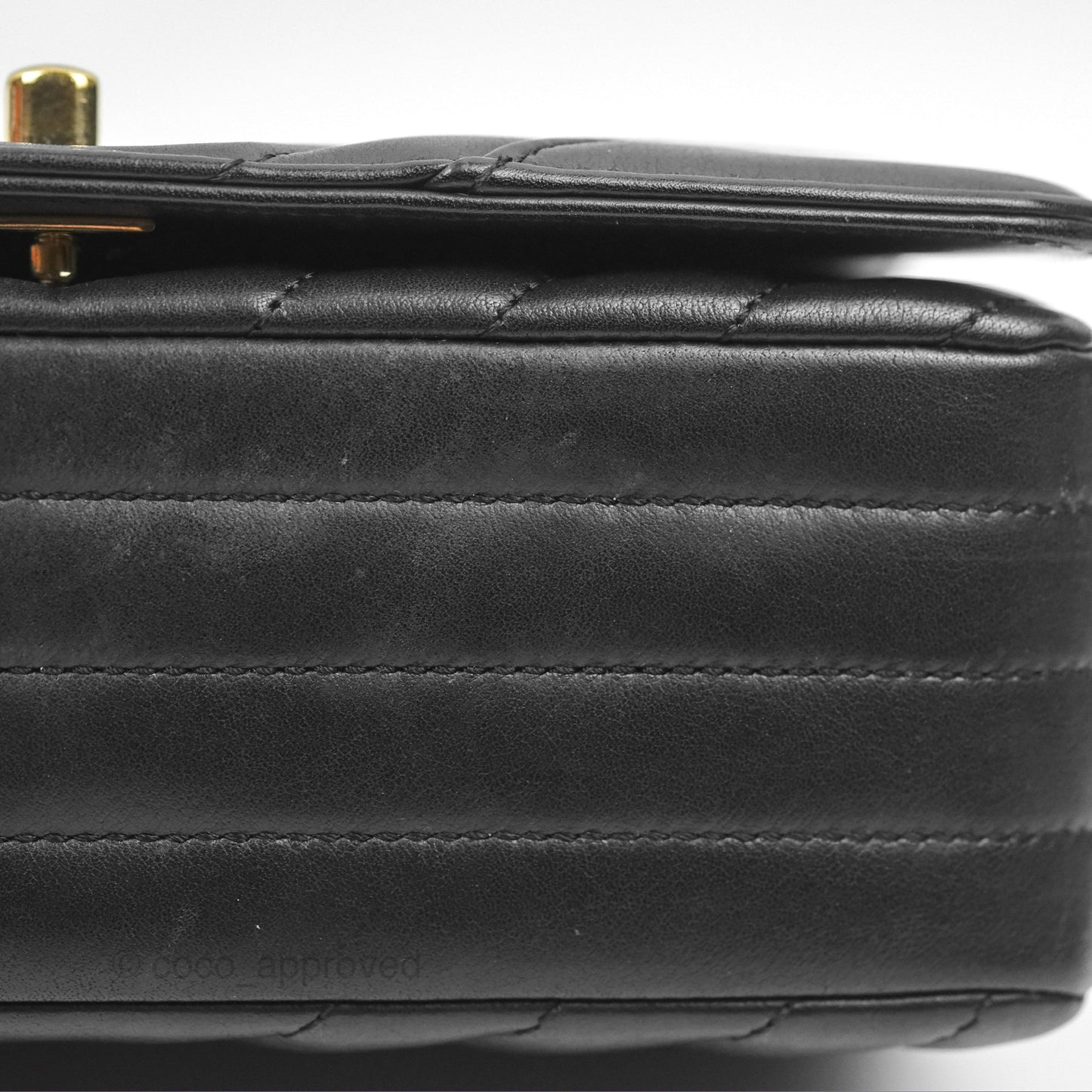 Chanel Small Statement Chevron Flap Bag Black Calfskin Gold Hardware