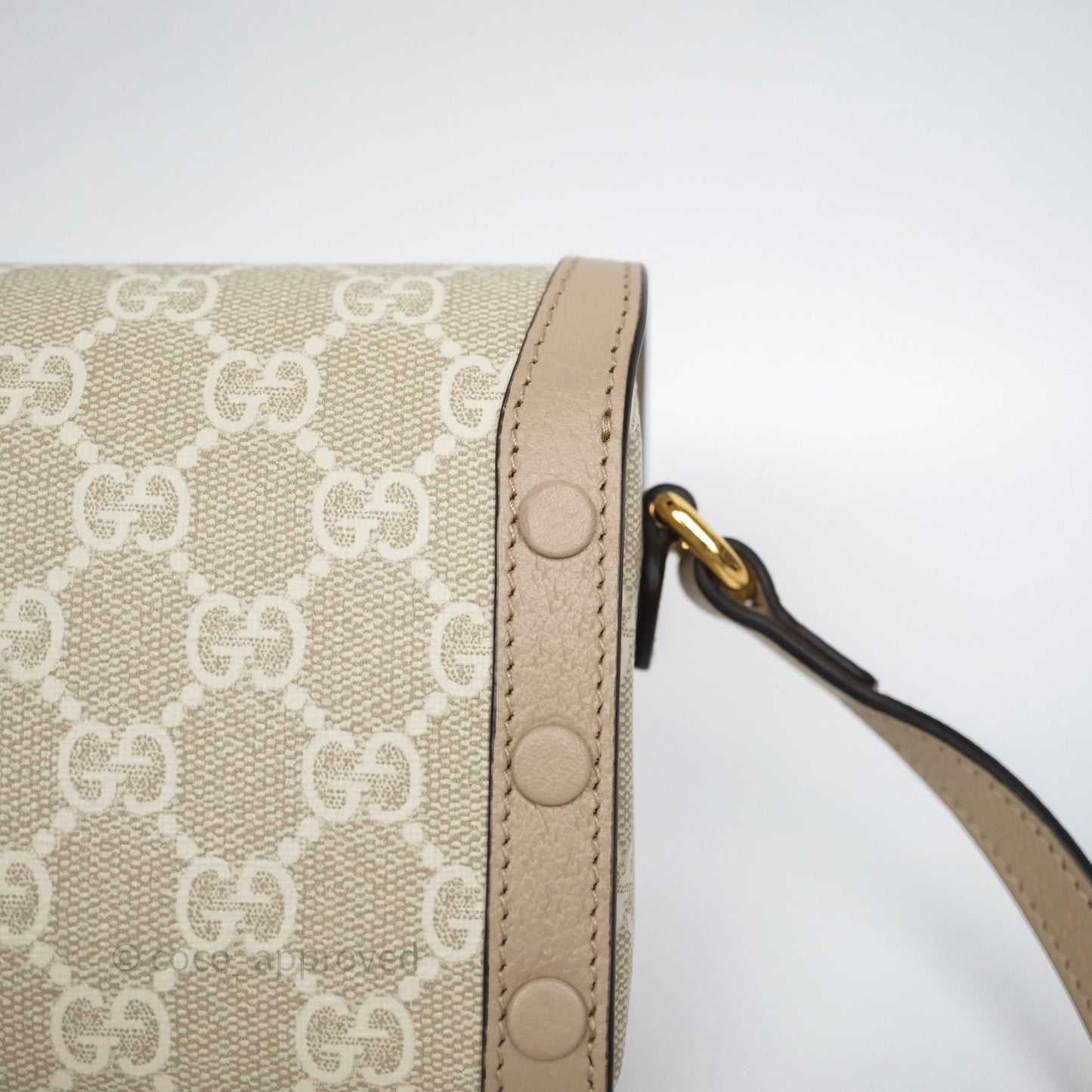 Gucci Horsebit 1955 Mini Bag Beige/ White GG Supreme Canvas Gold Hardware