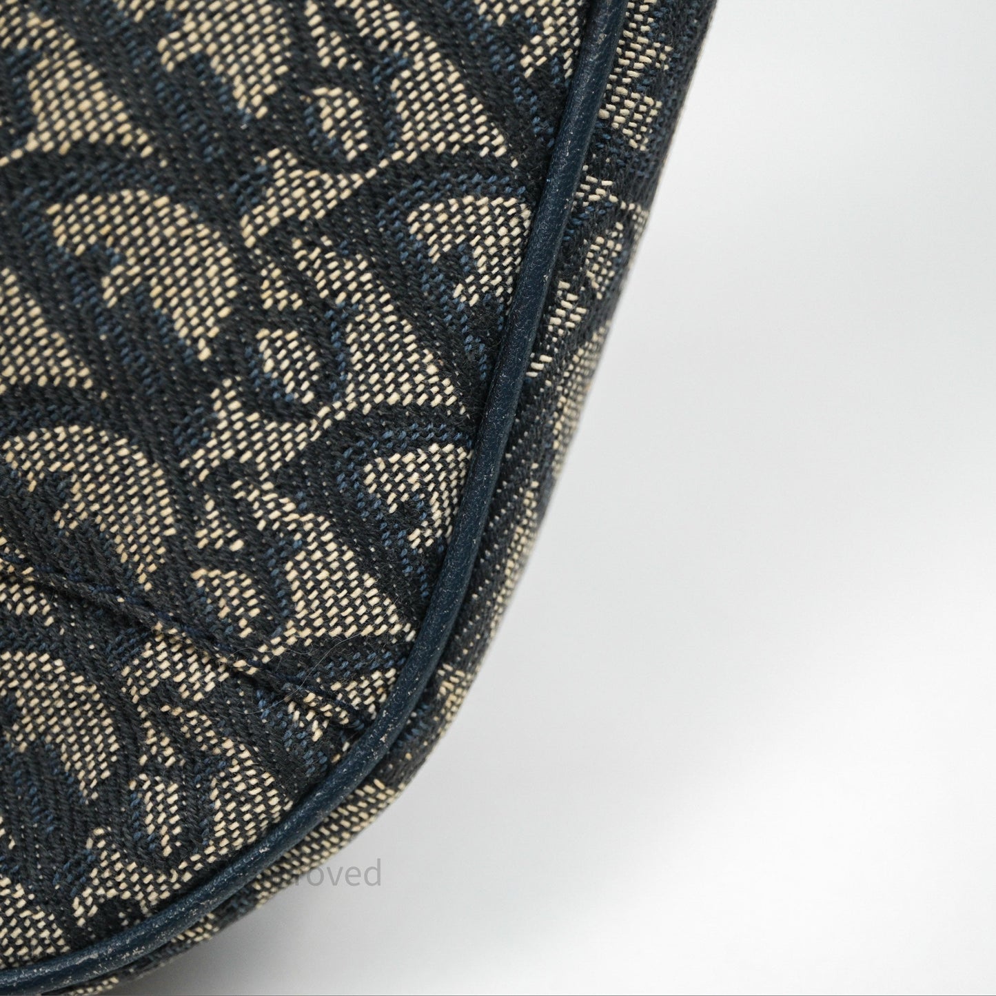 Christian Dior Vintage Mini Saddle Bag Blue Oblique Jacquard