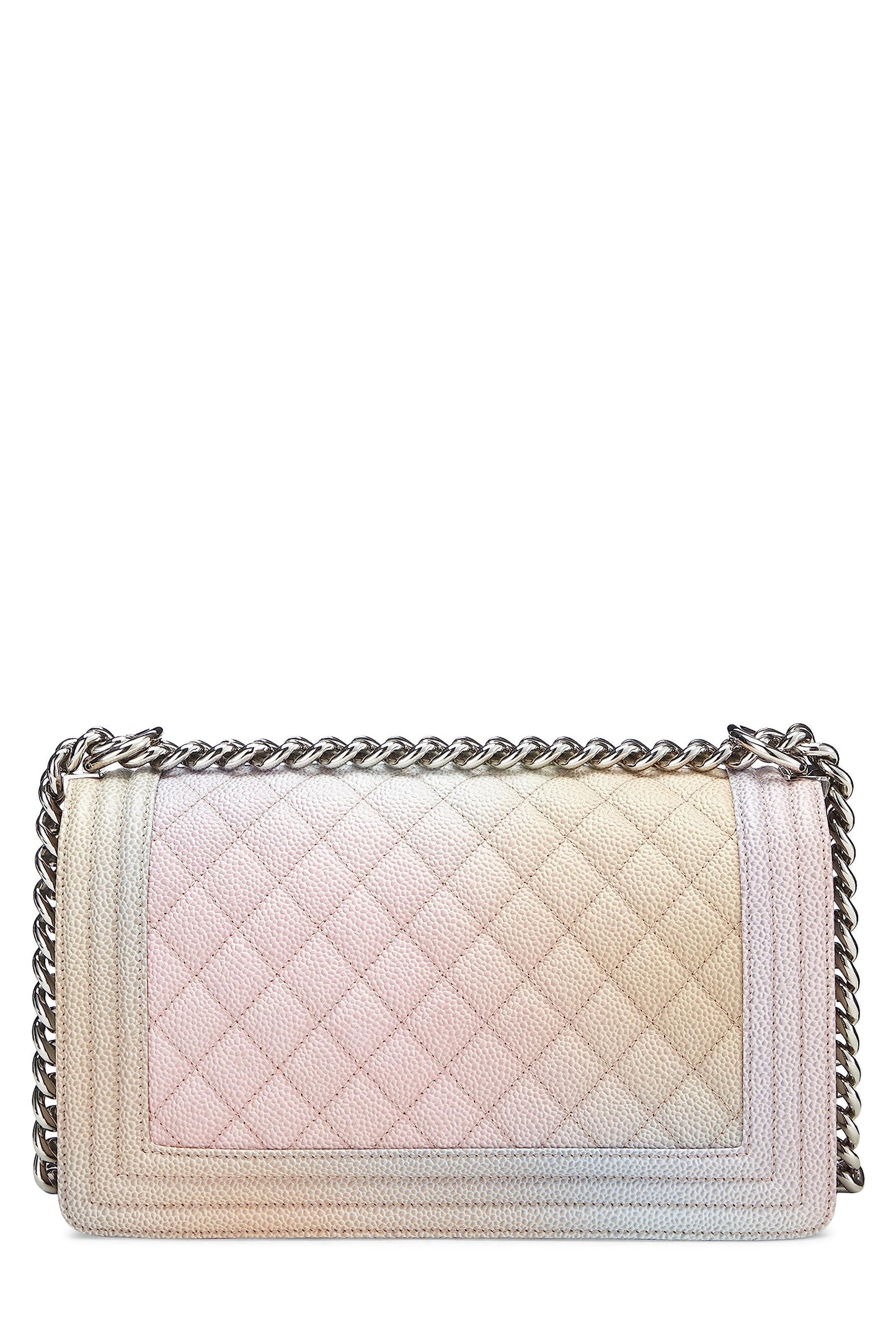 Chanel,  Rainbow Quilted Caviar Boy Bag Medium, Pink