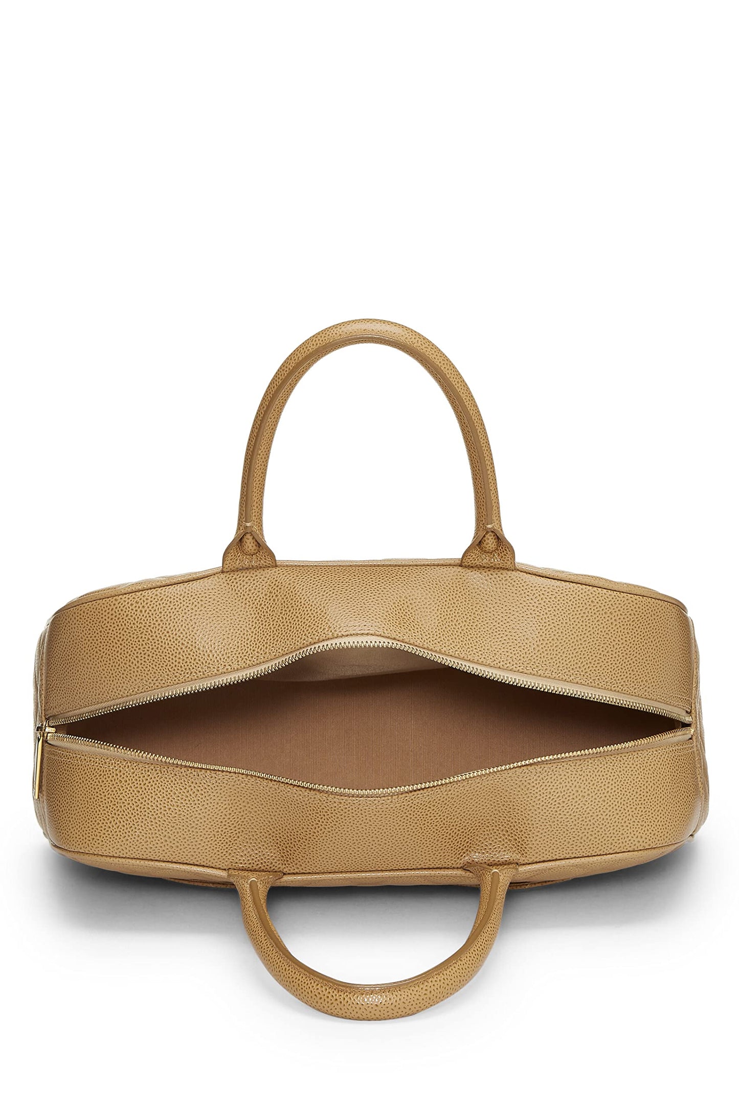 Chanel,  Beige Quilted Caviar Bowler Medium, Beige