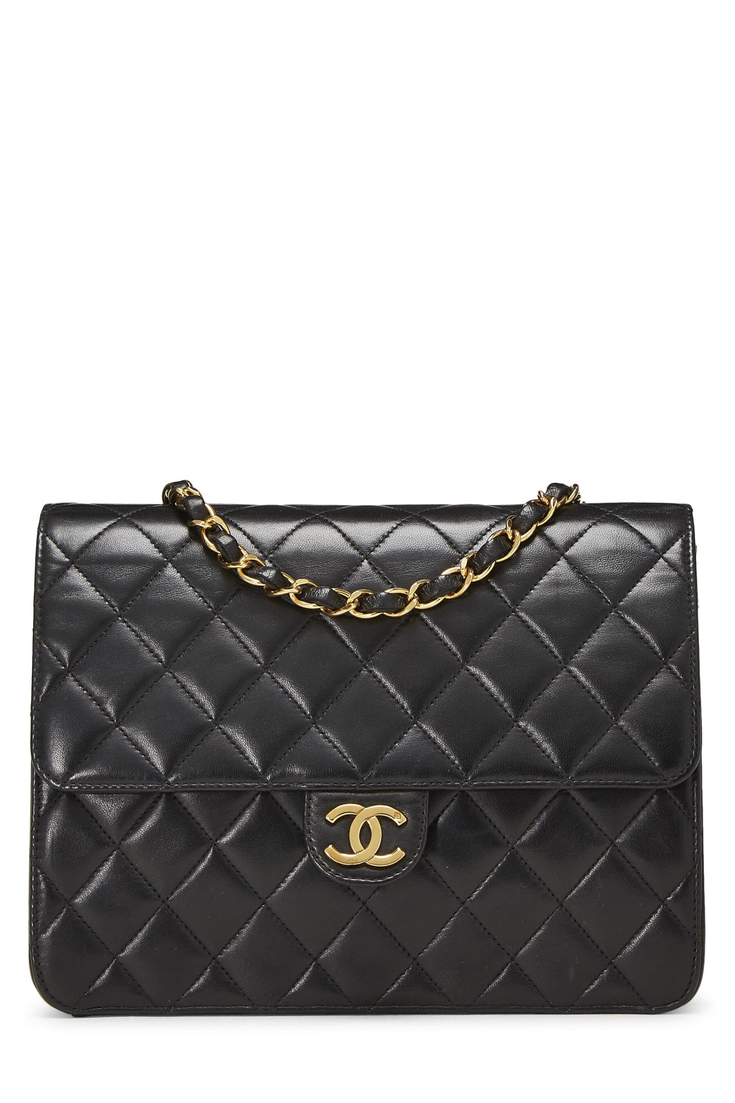 Chanel,  Black Quilted Lambskin Ex Flap Small, Black