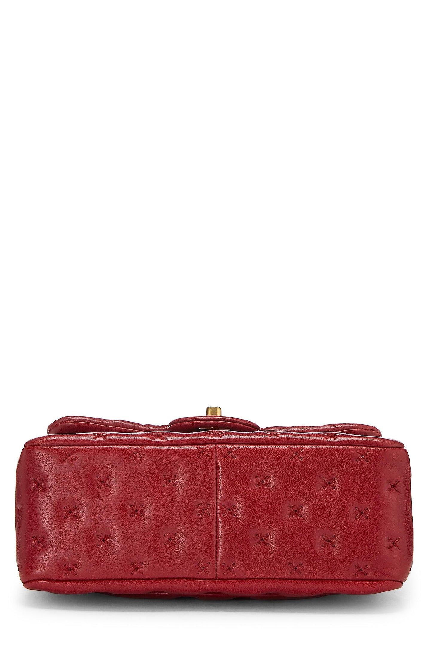 Chanel,  Red Cross Stitch Lambskin Coco Handle Bag Mini, Red