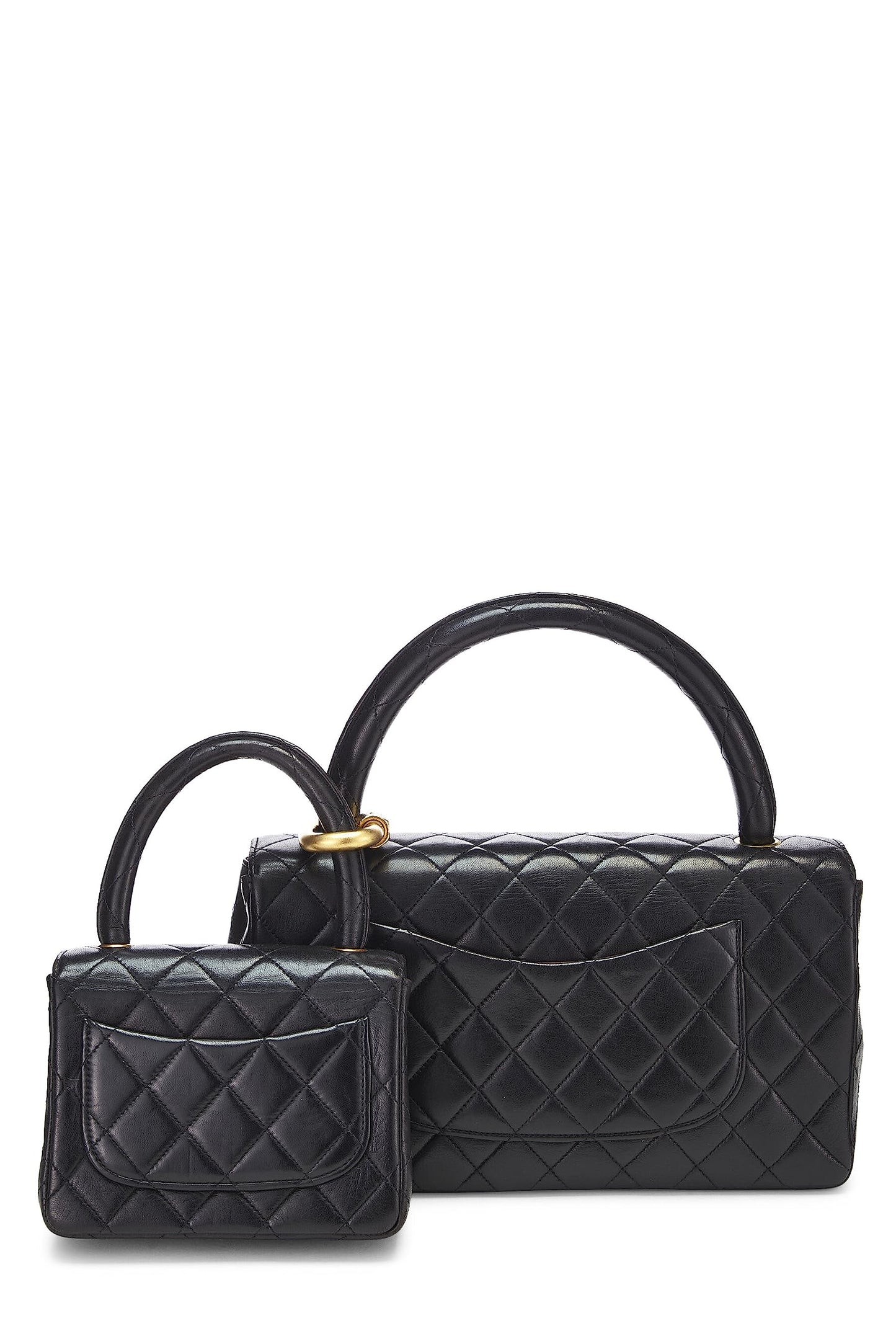 Chanel,  Black Quilted Lambskin Double Bag, Black