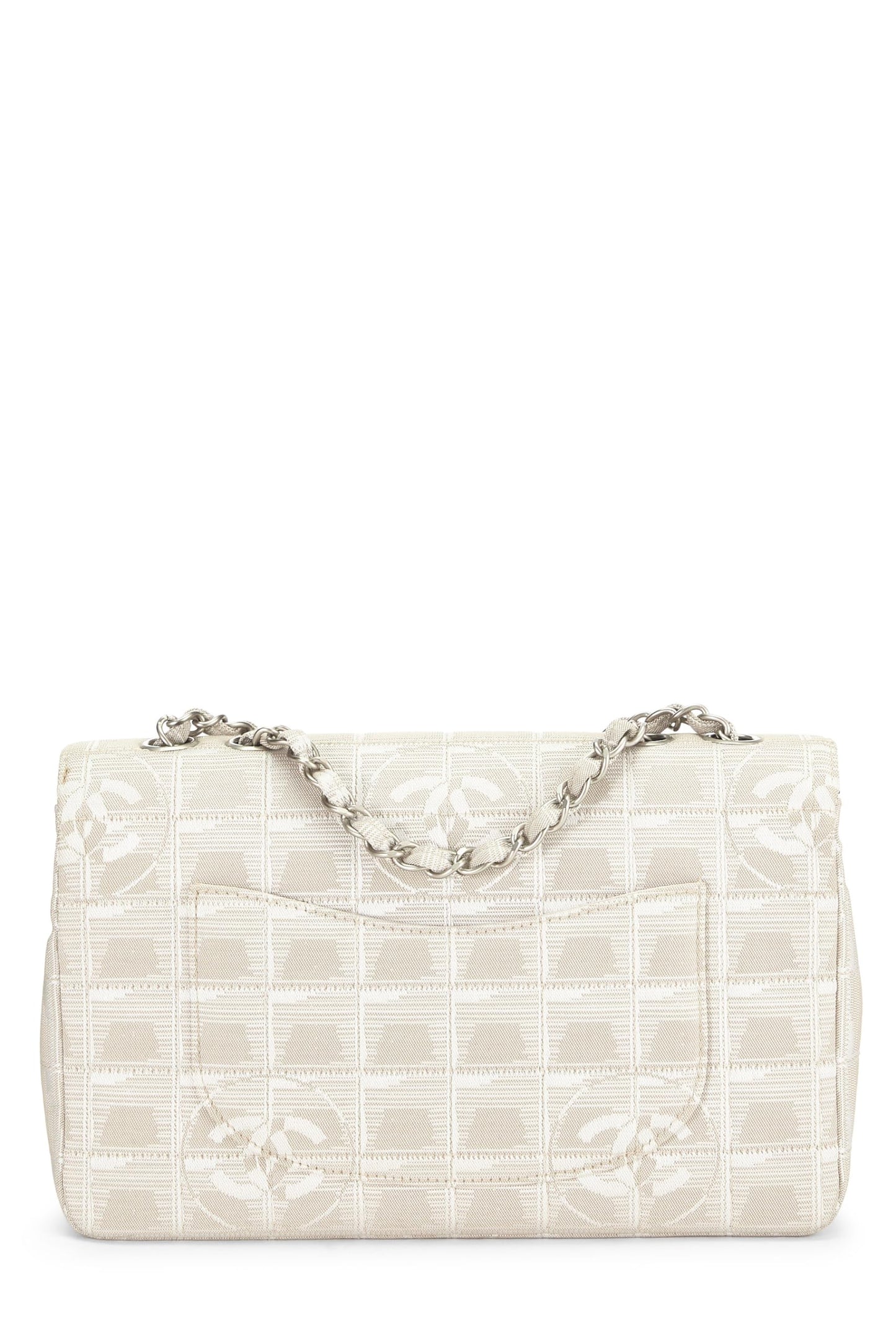 Chanel,  Beige Nylon Travel Line Half Flap Medium, Beige