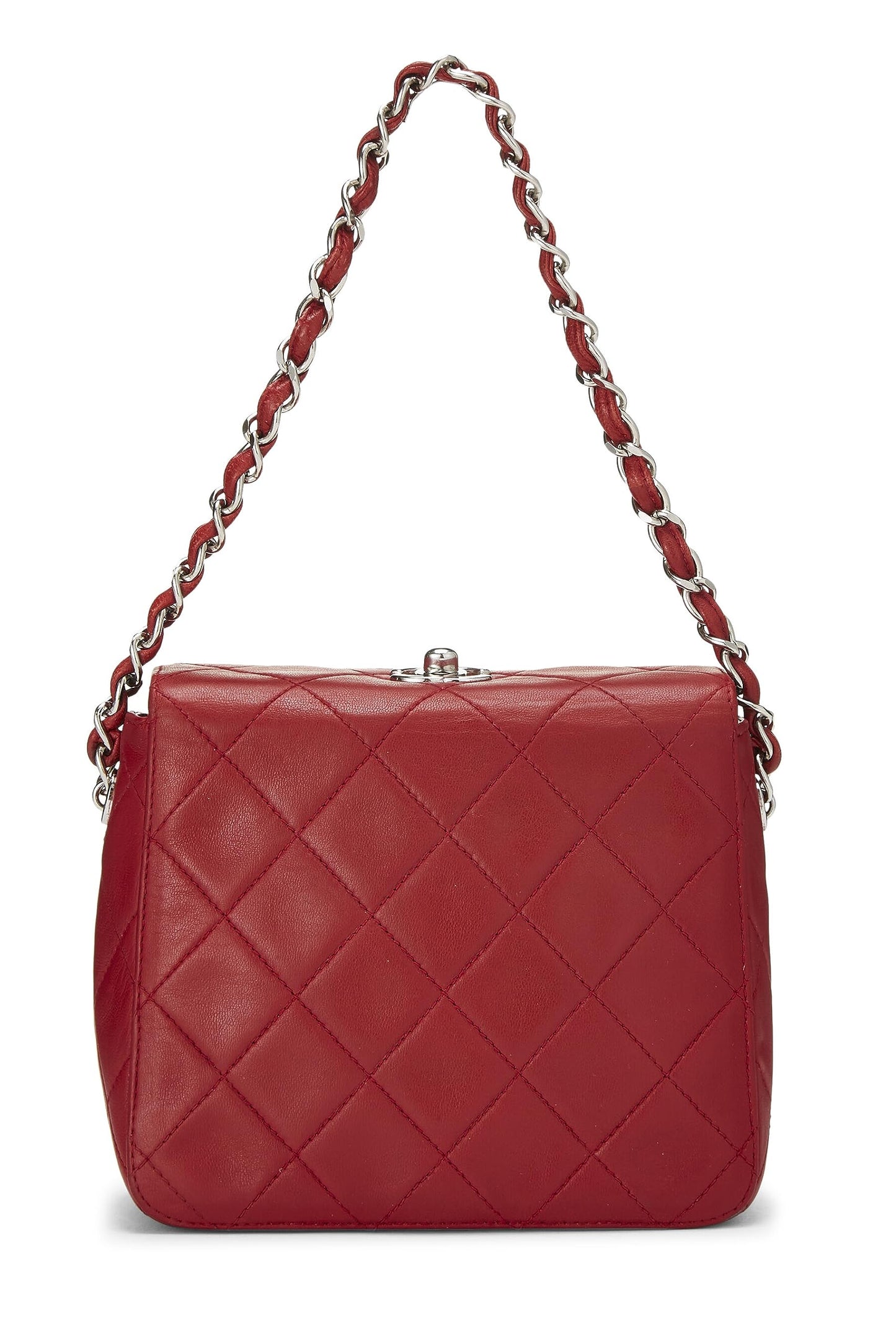 Chanel,  Red Quilted Lambskin Handbag Mini, Red