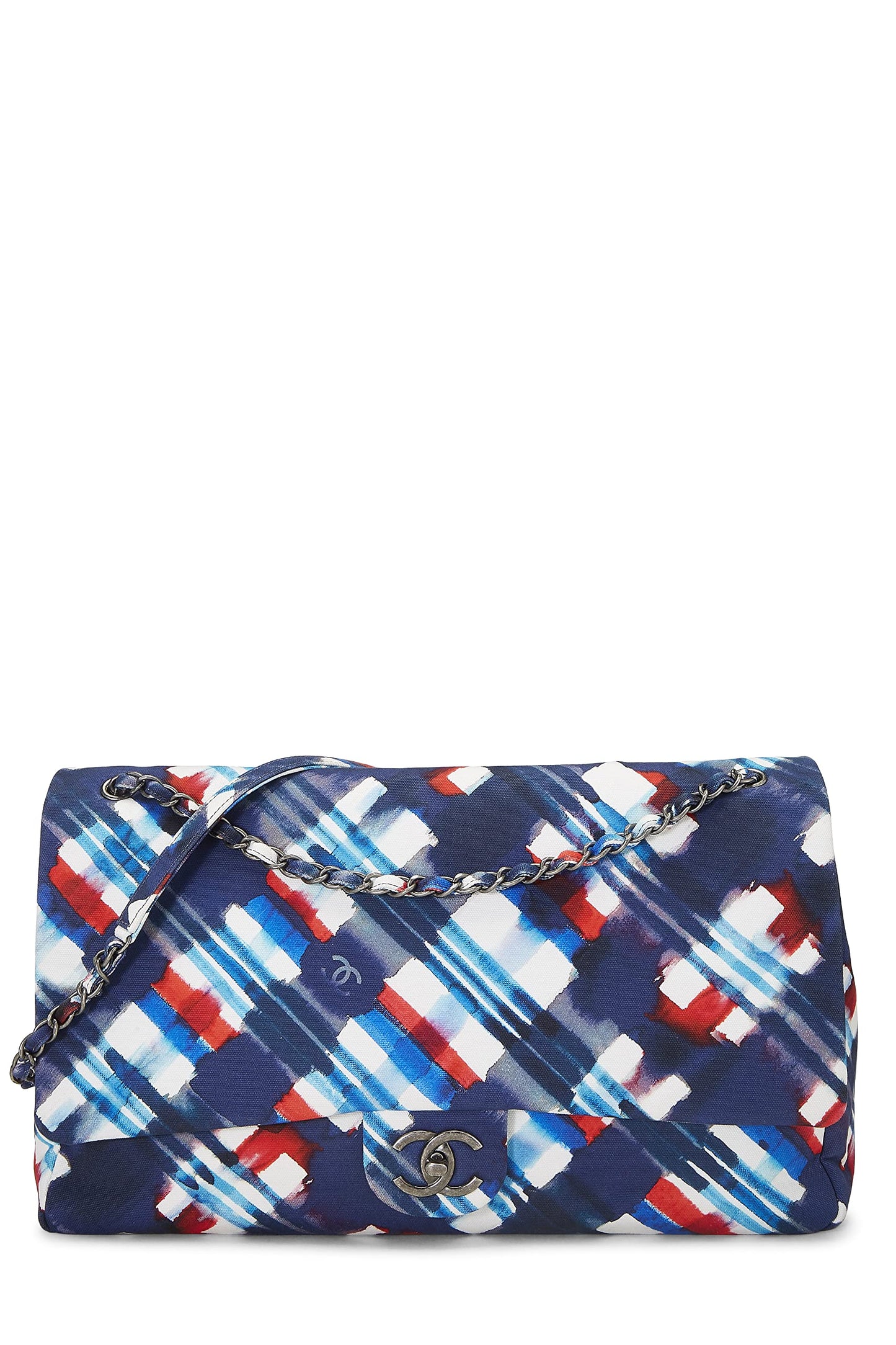 Chanel,  Multicolor Plaid Canvas Airplane Flap Bag XXL, Multi