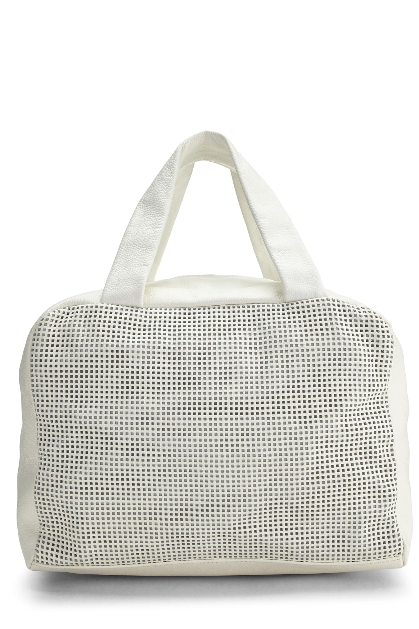 Chanel,  White Perforated Leather Bowler Small, White