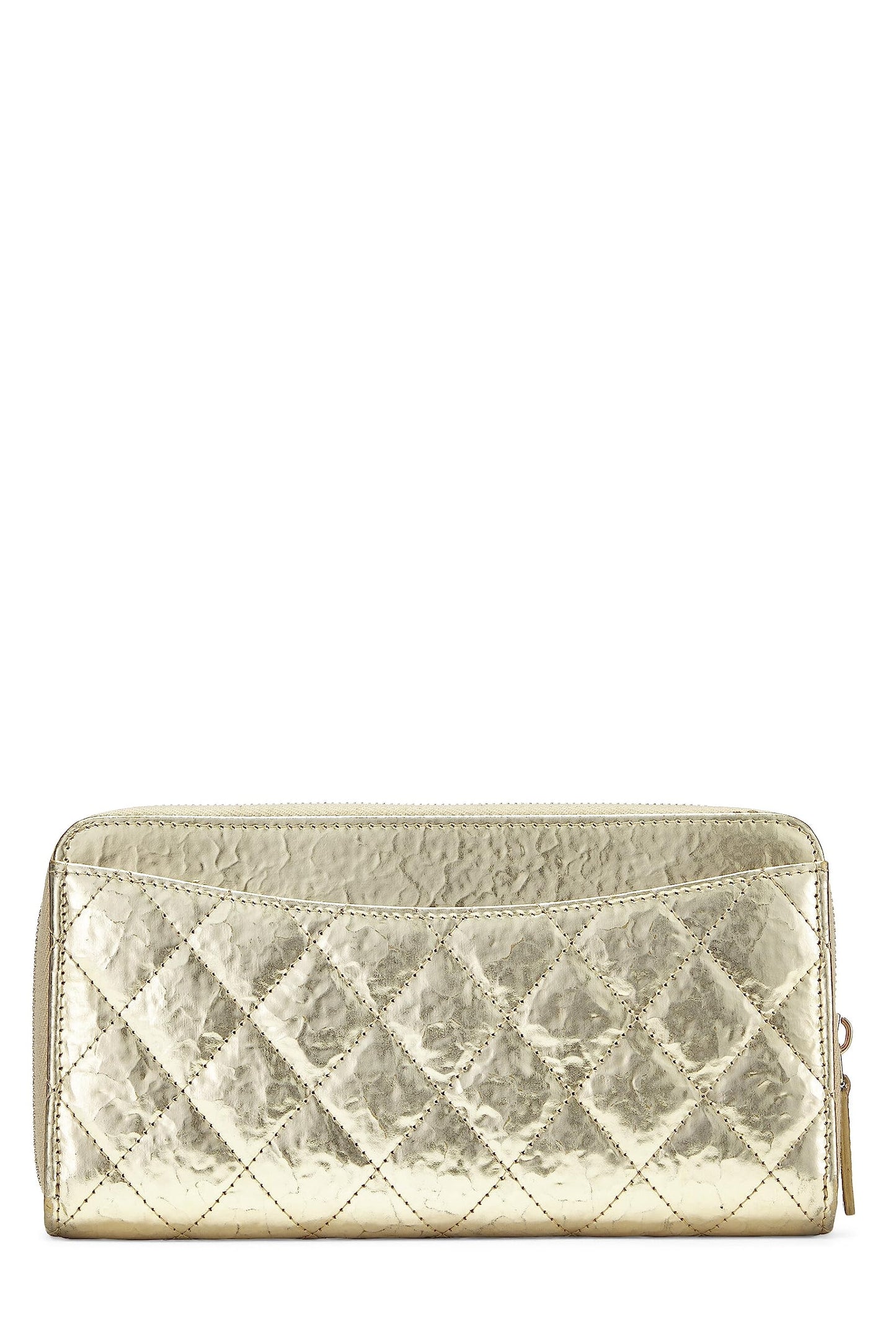 Chanel,  Gold Calfskin Zip Around Wallet, Gold