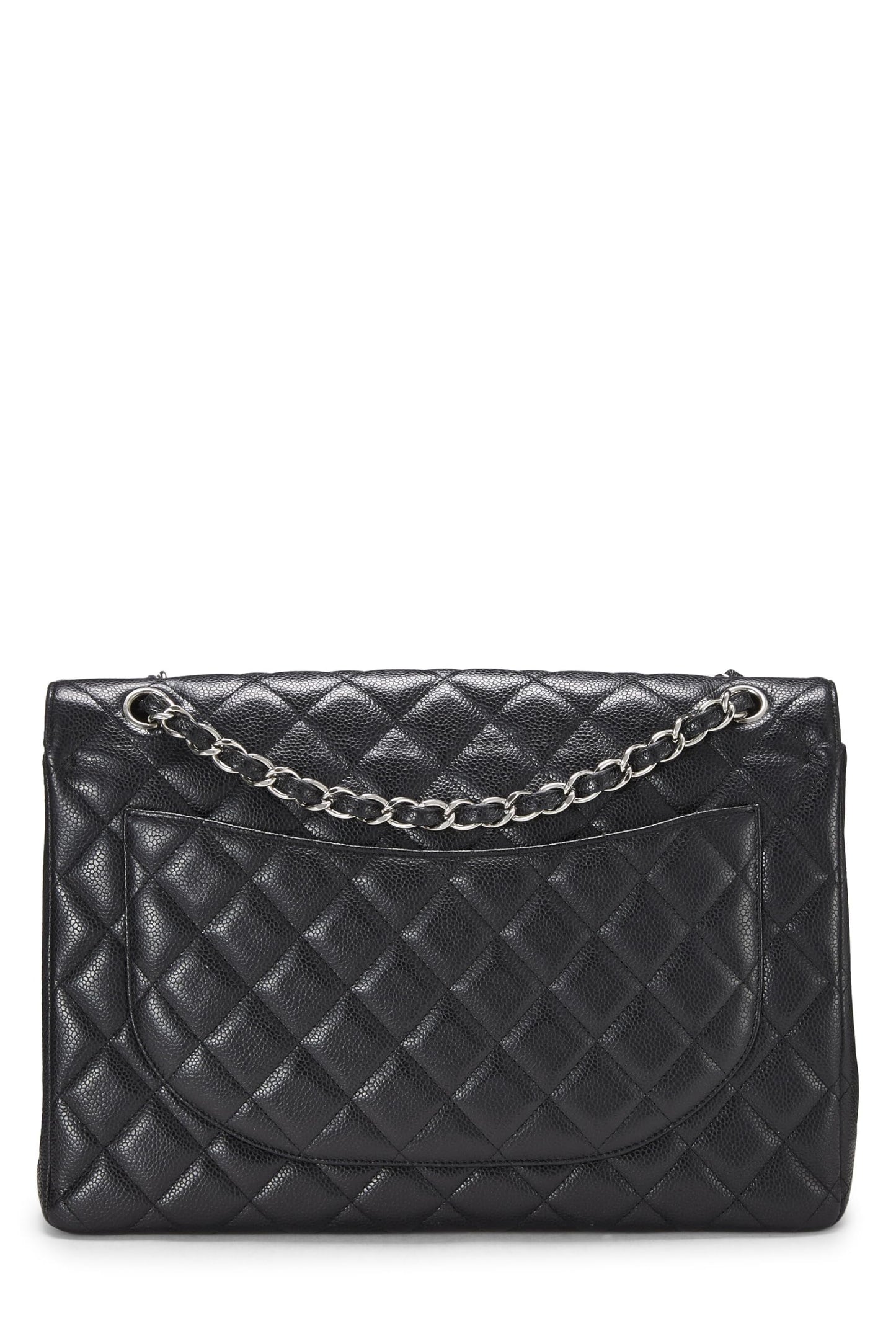 Chanel,  Black Quilted Caviar New Classic Double Flap Maxi, Black