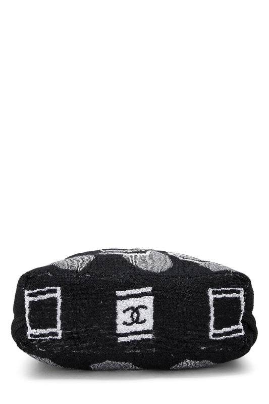 Chanel,  Black Terry Cloth Drawstring Beach Backpack, Black