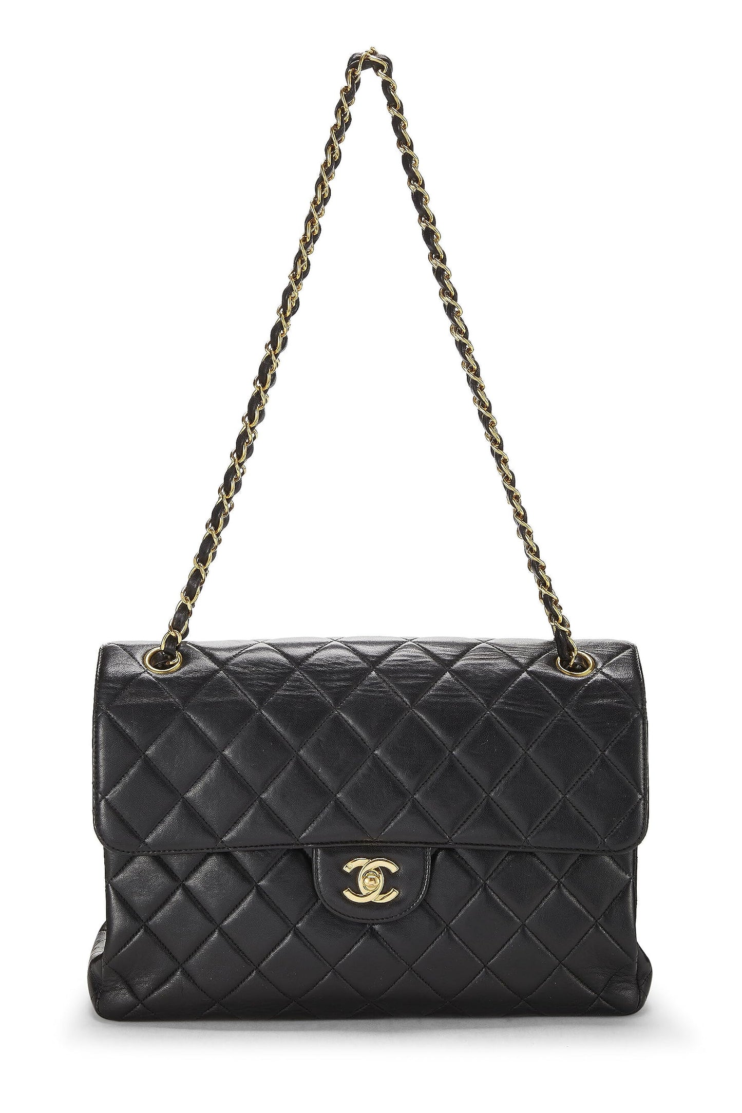 Chanel,  Black Quilted Lambskin Double Sided Classic Flap Jumbo, Black