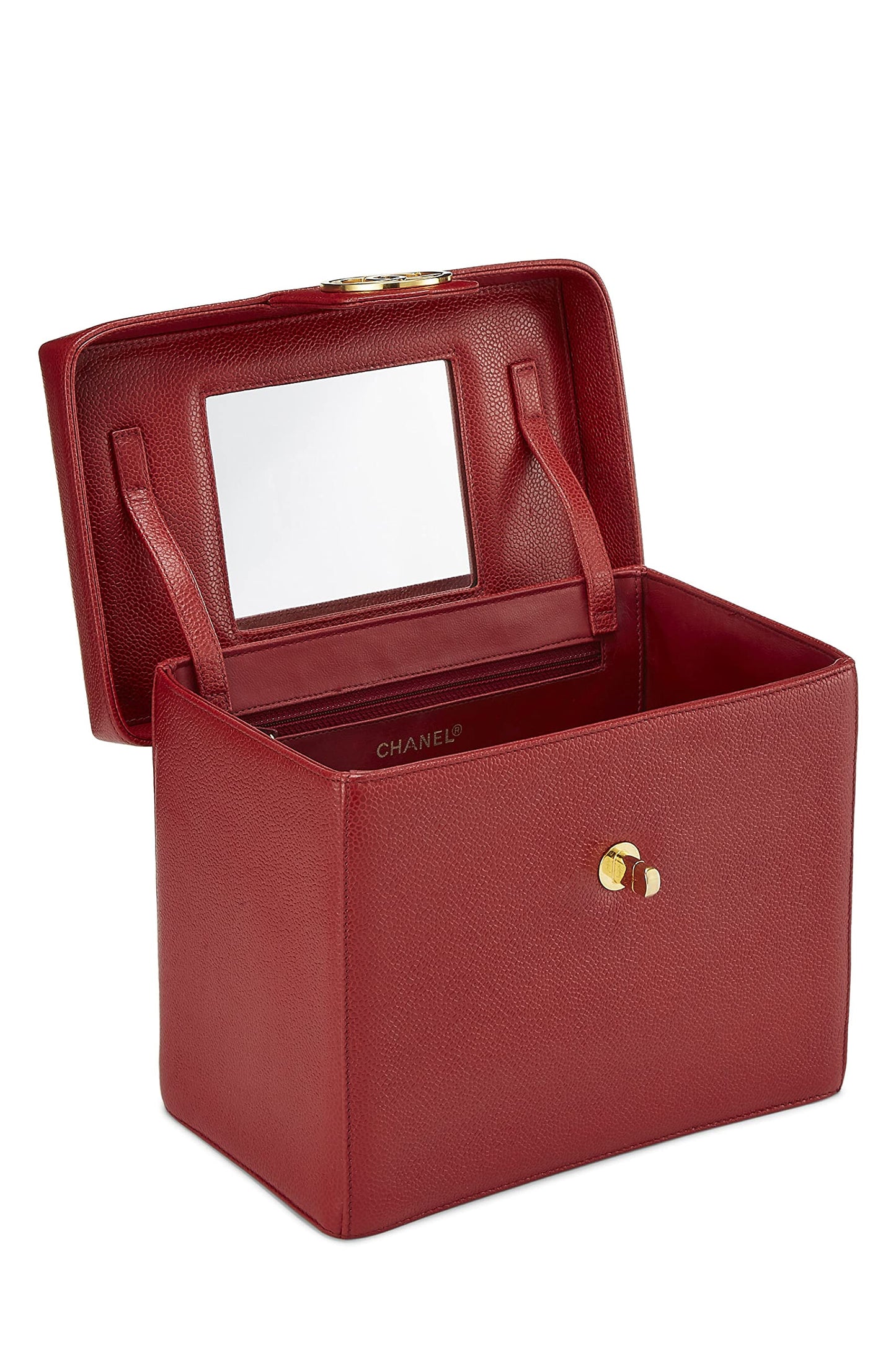 Chanel,  Red Caviar Circle 'CC' Vanity Large, Red